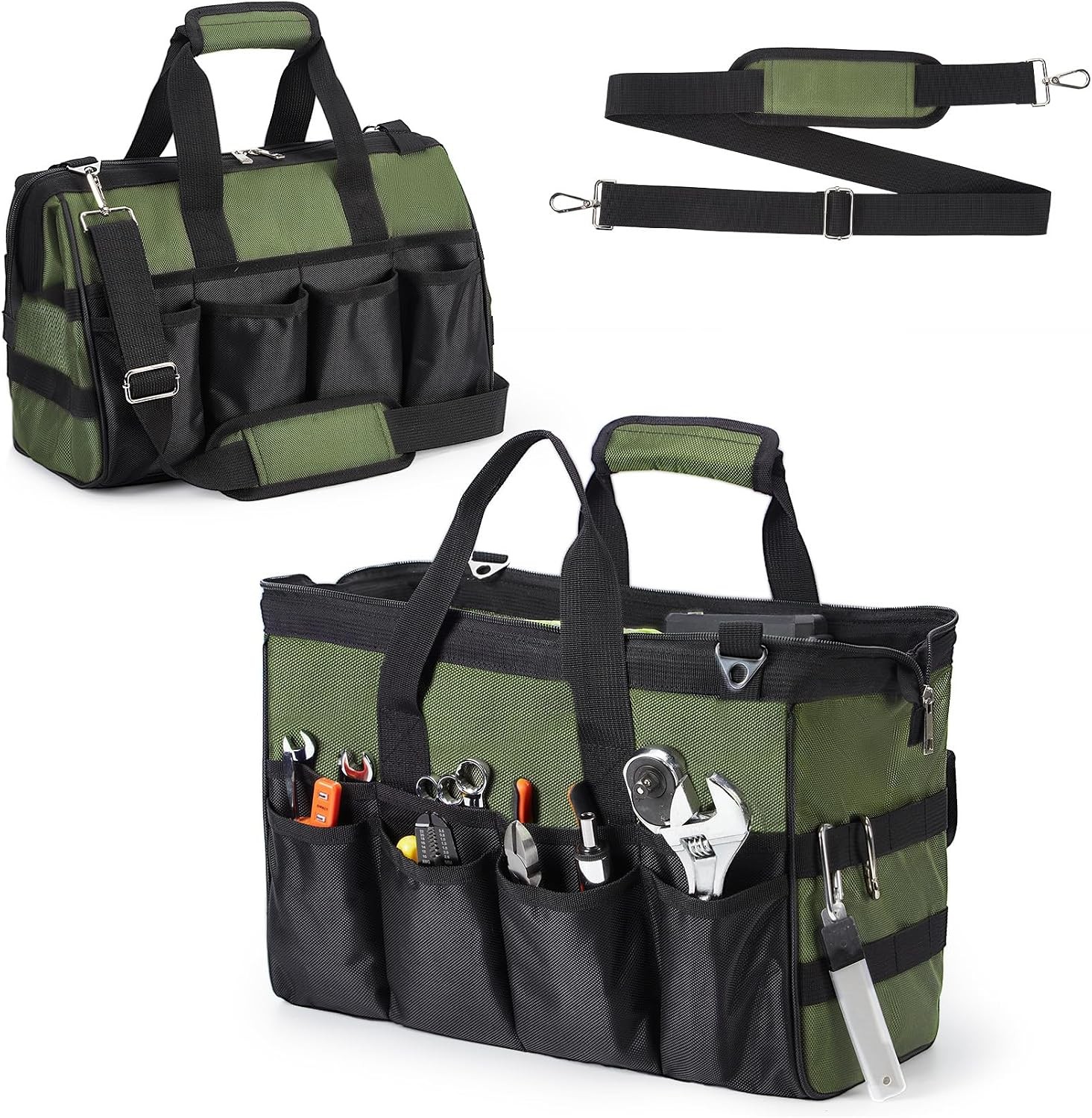15in Heavy Duty Tool Bag Portable Tote Adjustable Shoulder Strap Soft Handle