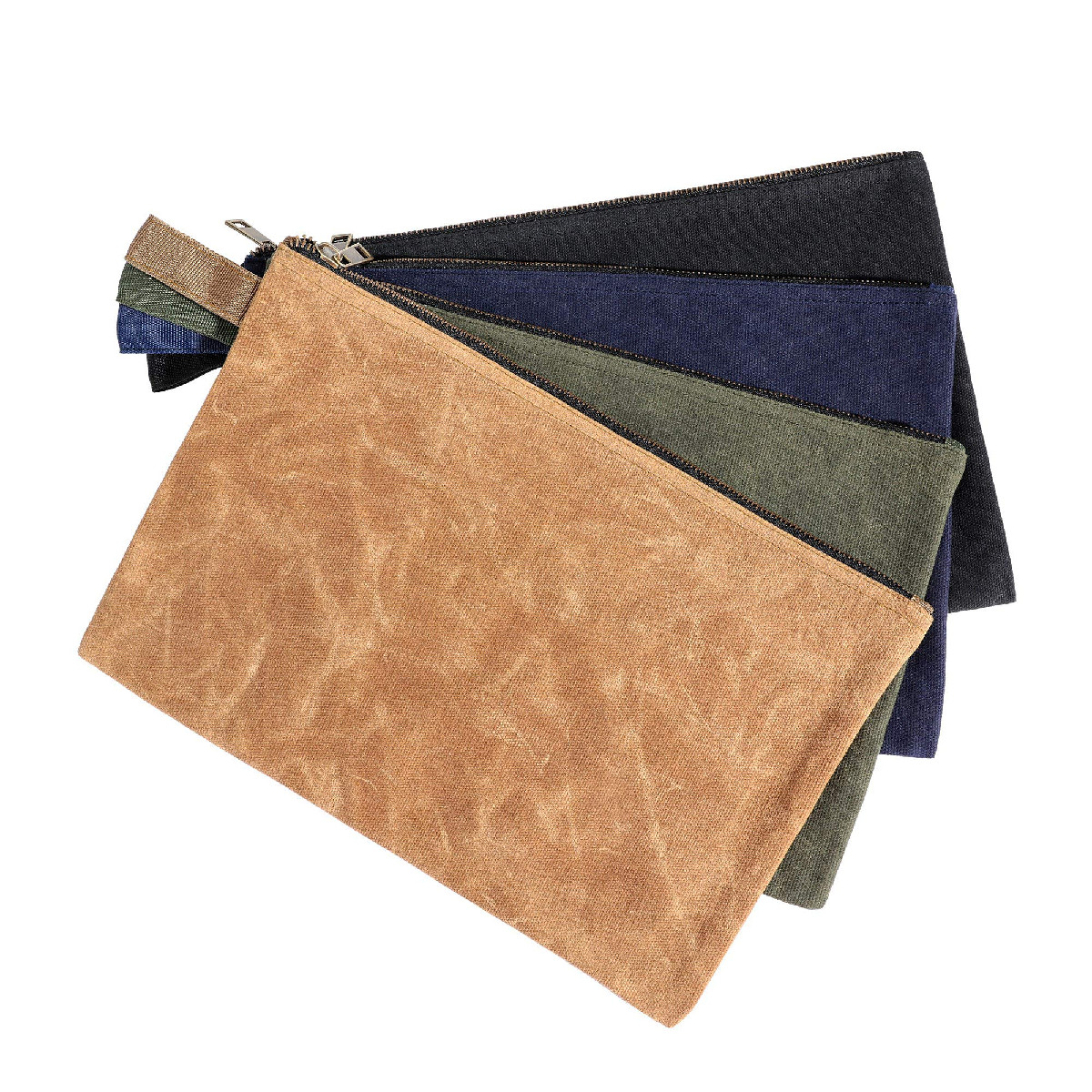 Denifiter Tool Pouches Smooth Zipper Heavy Duty 16Oz Waxed Canvas Tool Pouch