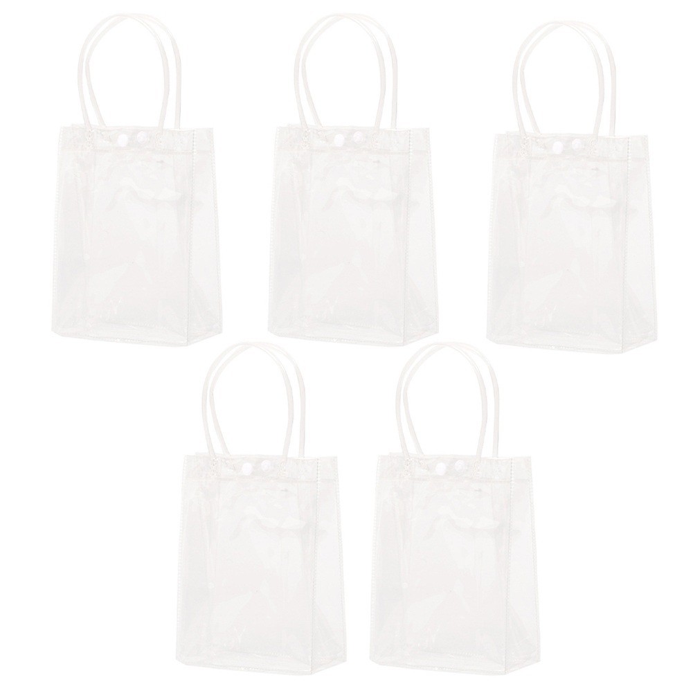Clear PVC Plastic Tote Bag with Buttons Secure Packaging Solution Pack of 5
