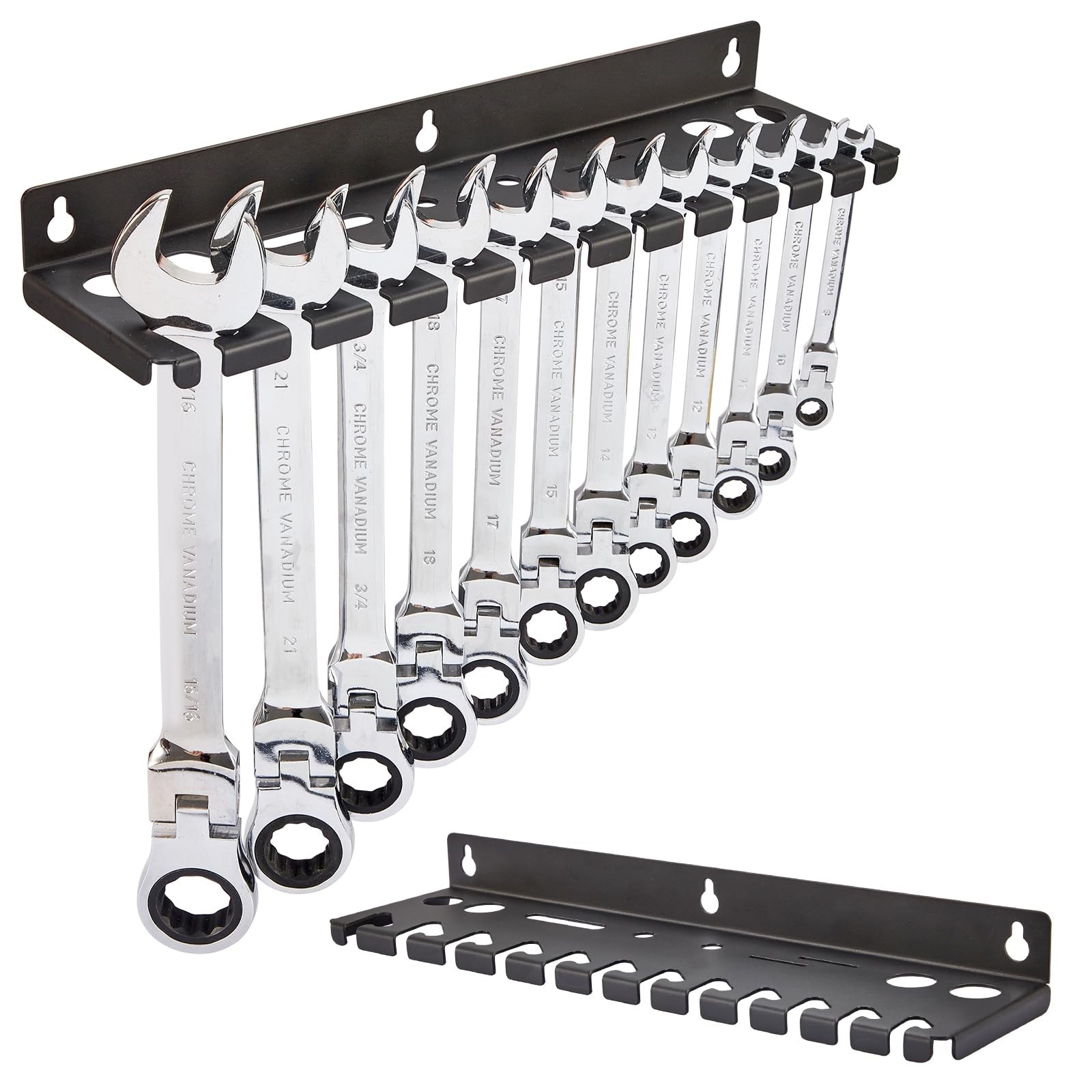1 PCS Wall Mount Wrench Organizer Hanging Holder 12 Wrenches 9 Tool Slots
