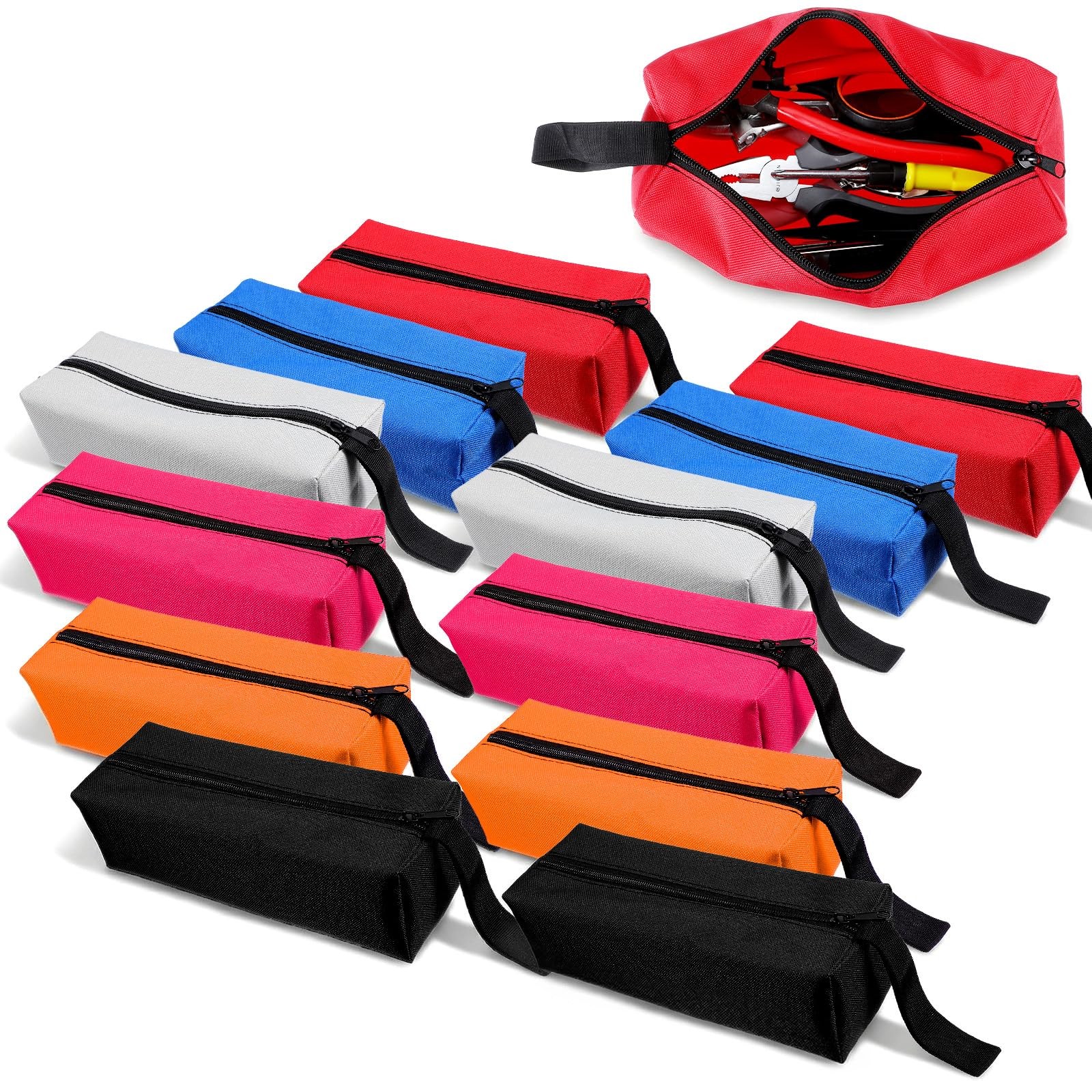 12 PCS Tool Pouches Zipper 10.23×3.35 Inch Small Heavy Duty Pouch Bag Storage