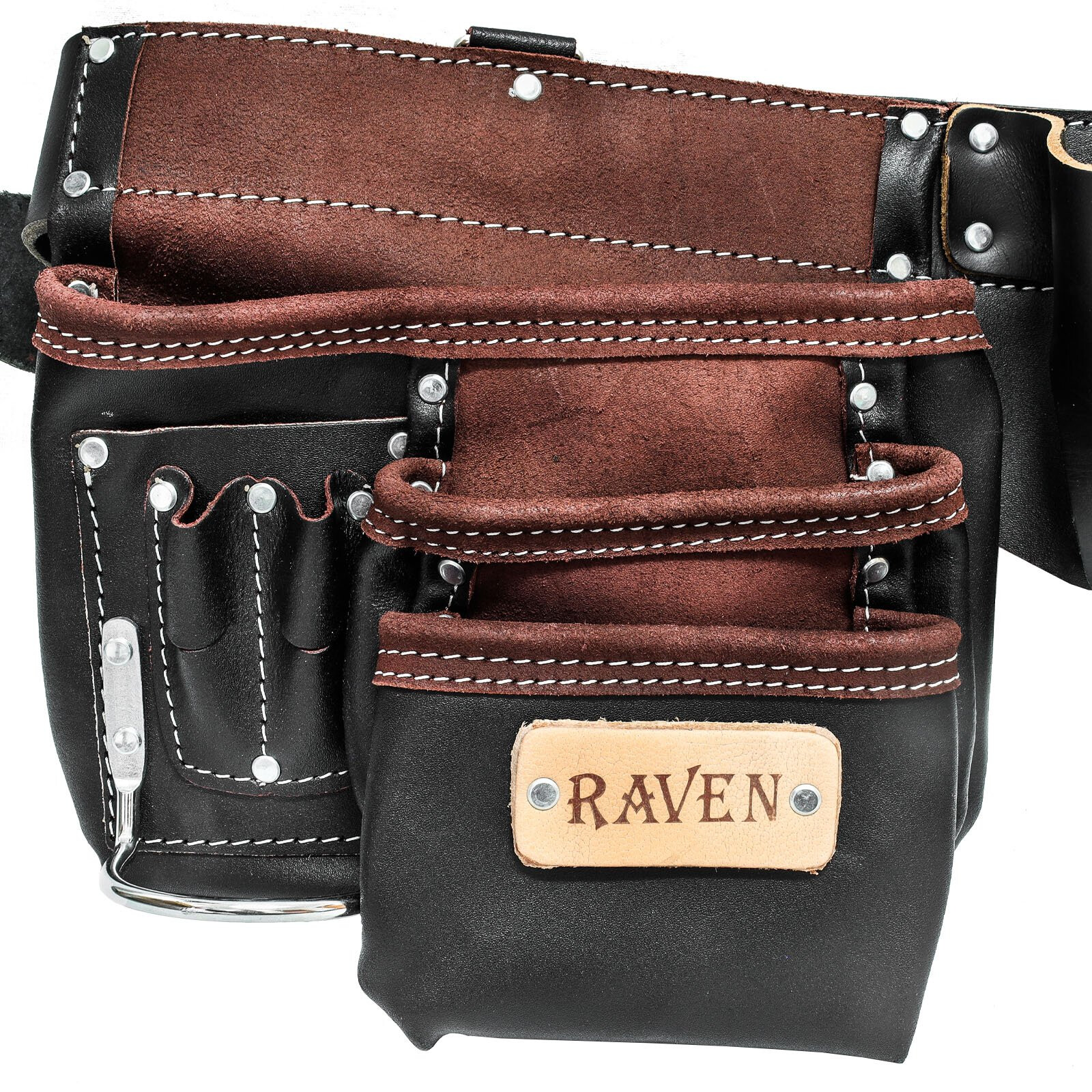 ToolTreaux 13 Pocket Oil Tanned Leather Tool Belt with 2 Hammer Loops, Brown