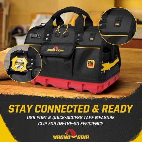 RED Base 18″ Heavy-Duty Tool Bag – 22 Pockets, 8 Loops, 1680D Ballistic