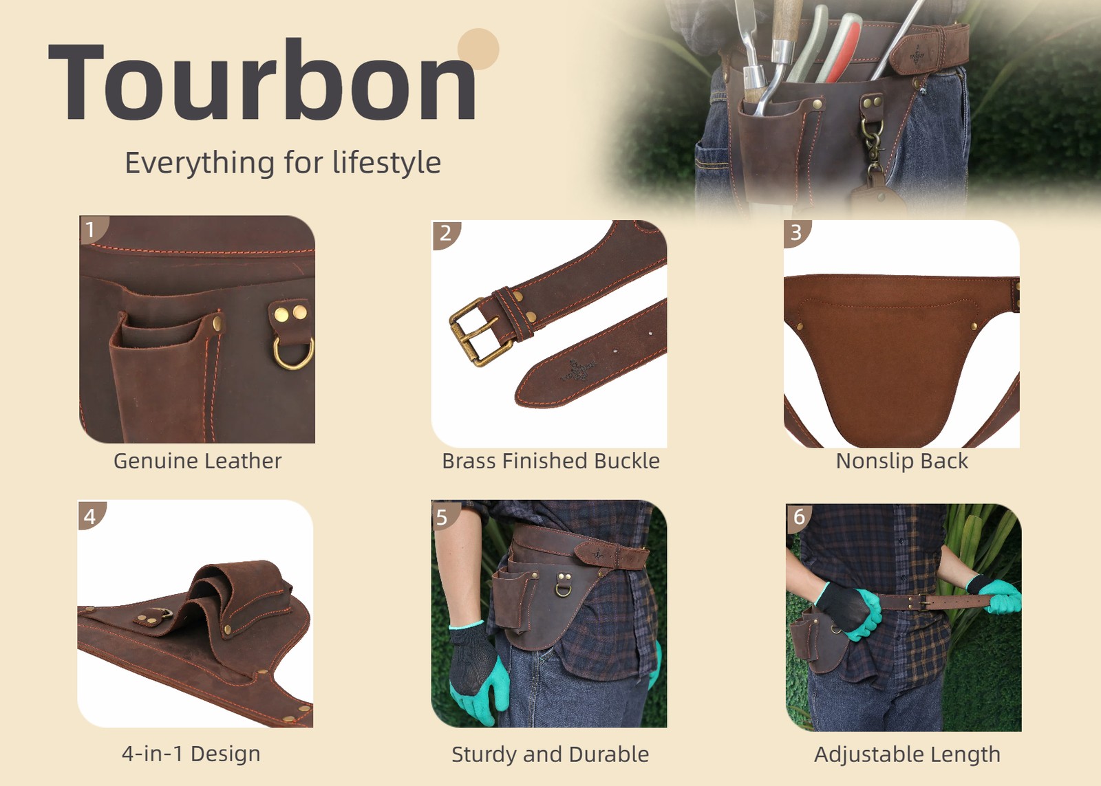 TOURBON Gardener Tool Florist Belt Bag Storage Pouch Electrician Plier Holster