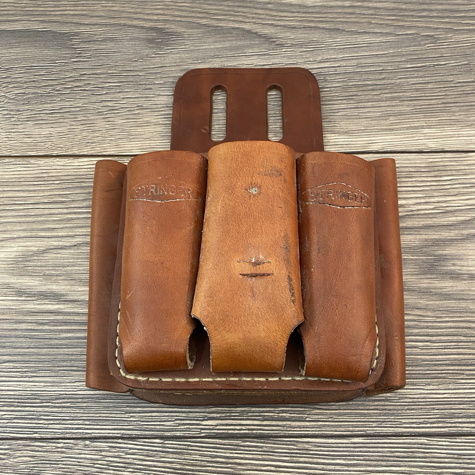 Vintage Stringer Heavy Duty Leather Electrician Lineman Tool Pouch