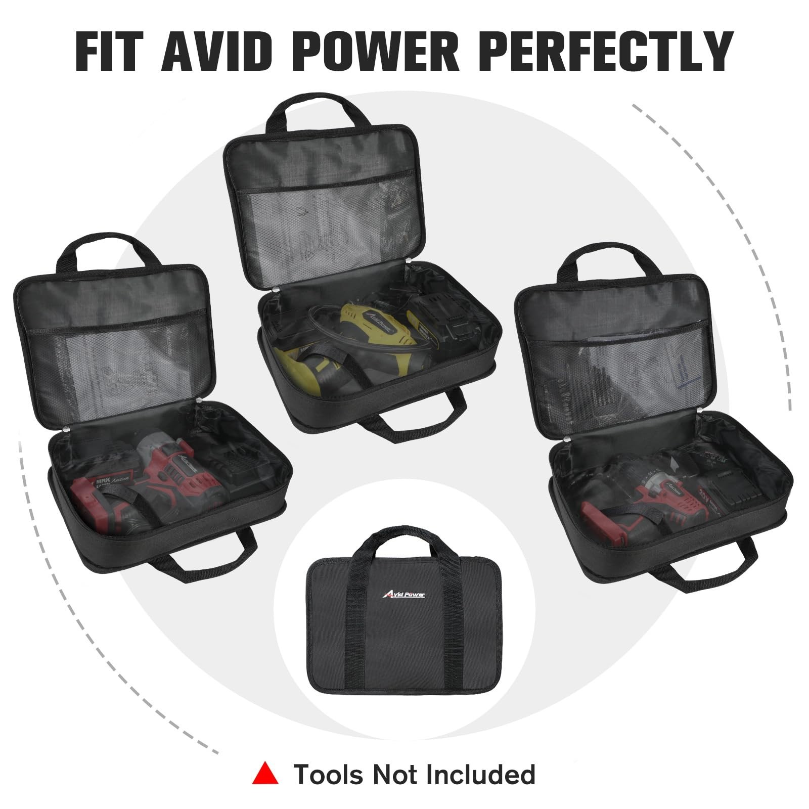 12″ Tool Storage Bag – Soft Canvas Carrying Case for Cordless Drill & Tools, Mes