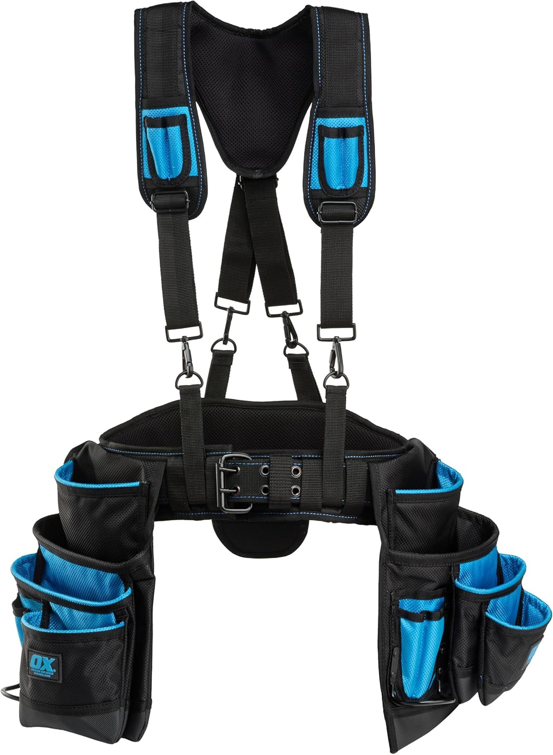 Pro Nylon Tool Belt with Suspenders – 17 Pockets & Back Support System