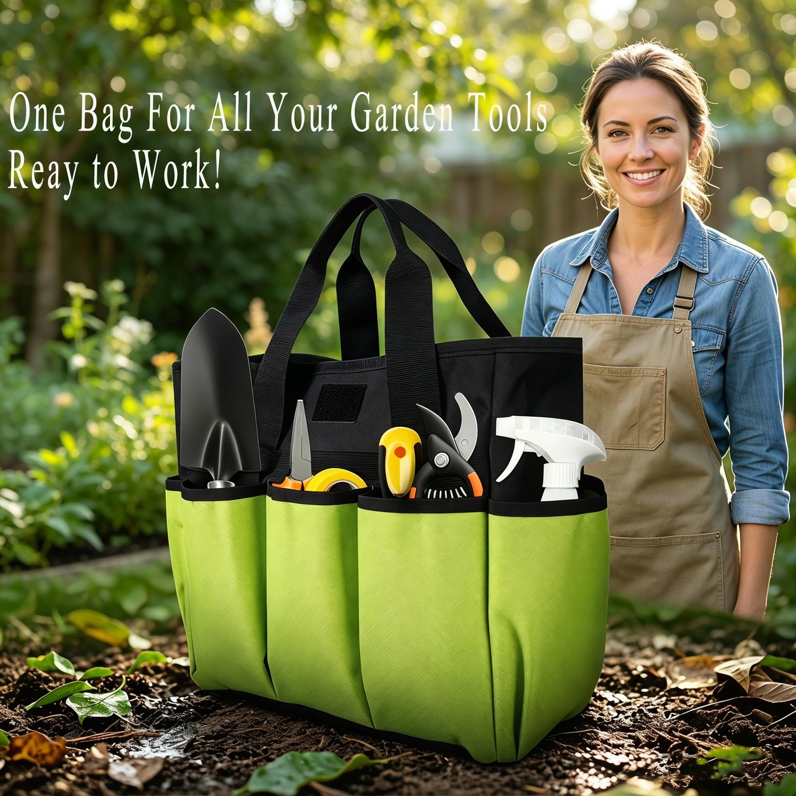 Portable Garden Tool Bag with 16 Pockets & Handle, Durable Waterproof Garden …