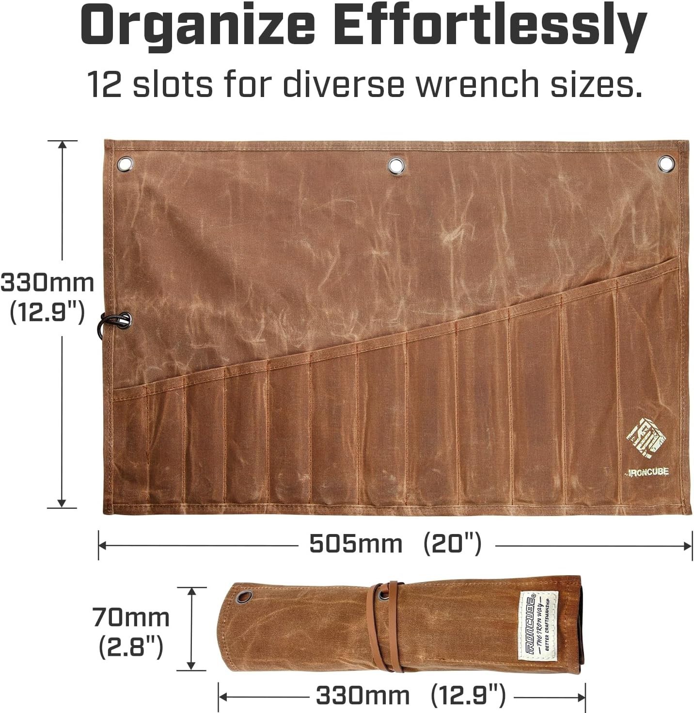 Roll-Up Tool Pouch and Storage Organizer Bag for Hand Tools & Wrenches