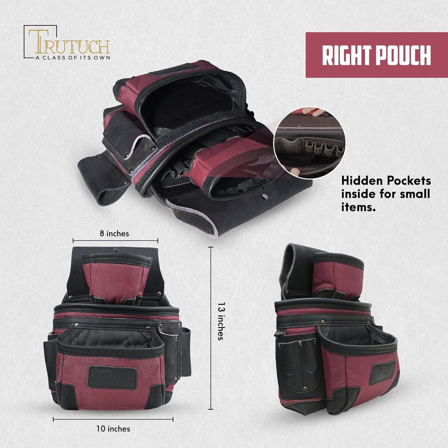 Adjustable Foam Padded Tool Belt for Electricians & Carpenters – Maroon