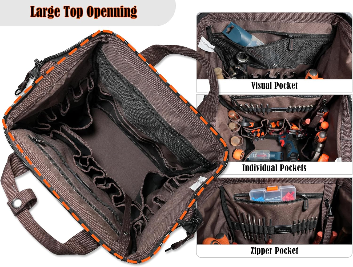 Heavy-Duty 88-Pocket Waxed Canvas Tool Backpack for Electricians & Technicians