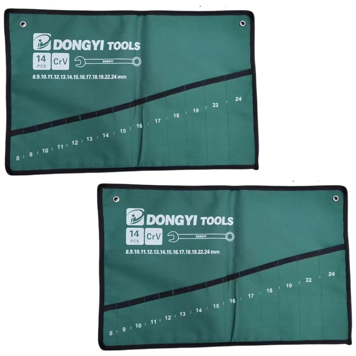 2 Pack Wrench Roll Up Pouch Wrench Set Roll Organizer 14 Pocket Slot Canvas Tool