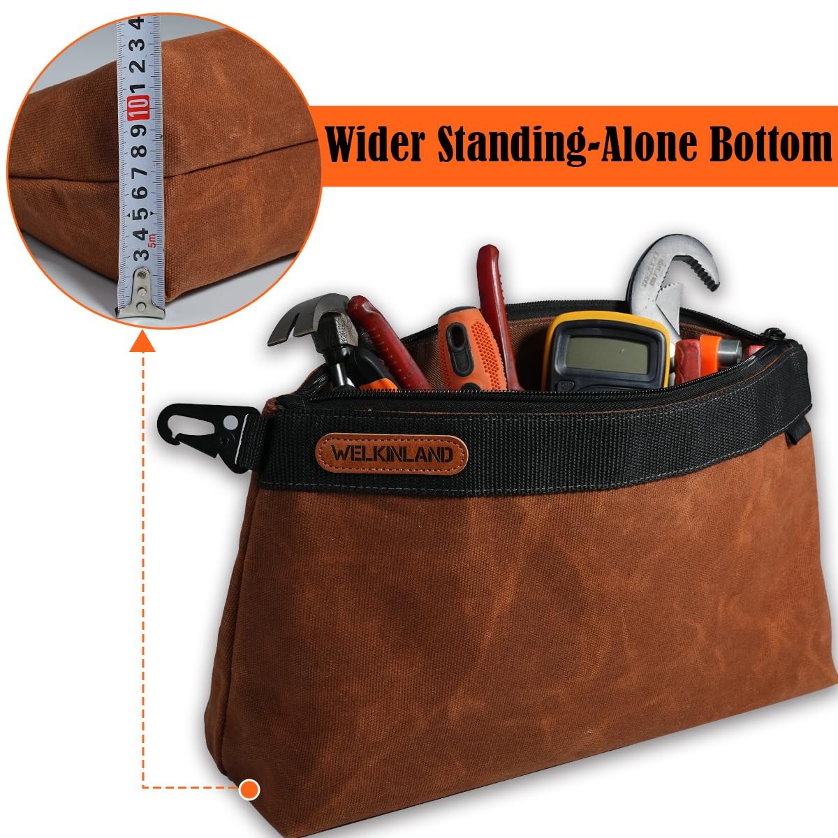 WELKINLAND 2-Pack Heavy-Duty Waxed Canvas Tool Pouches, 14-Inch Zippered Tool…
