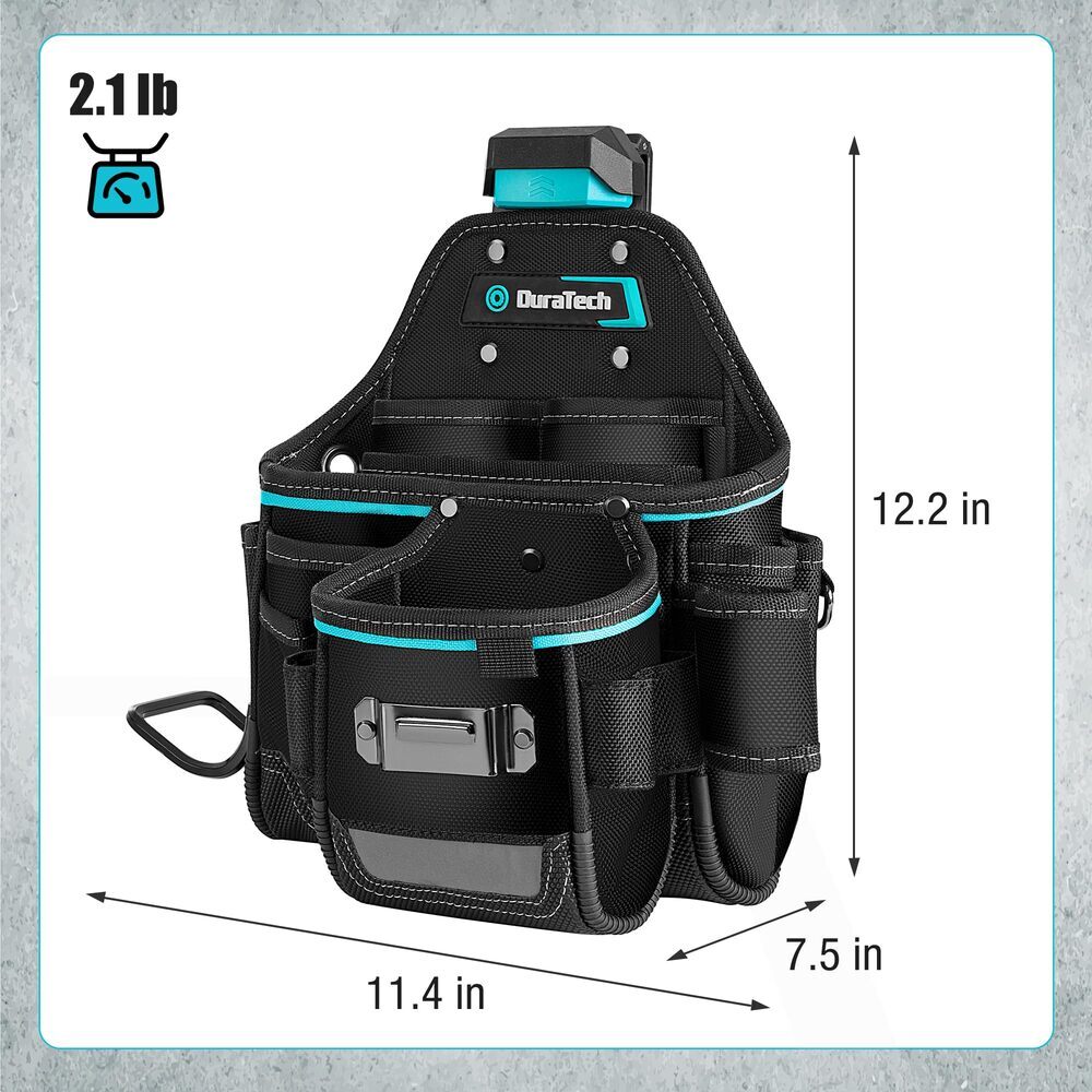 DuraTech Electrician Tool Pouch Expandable Belt Clip Pocket Quick Release Buckle