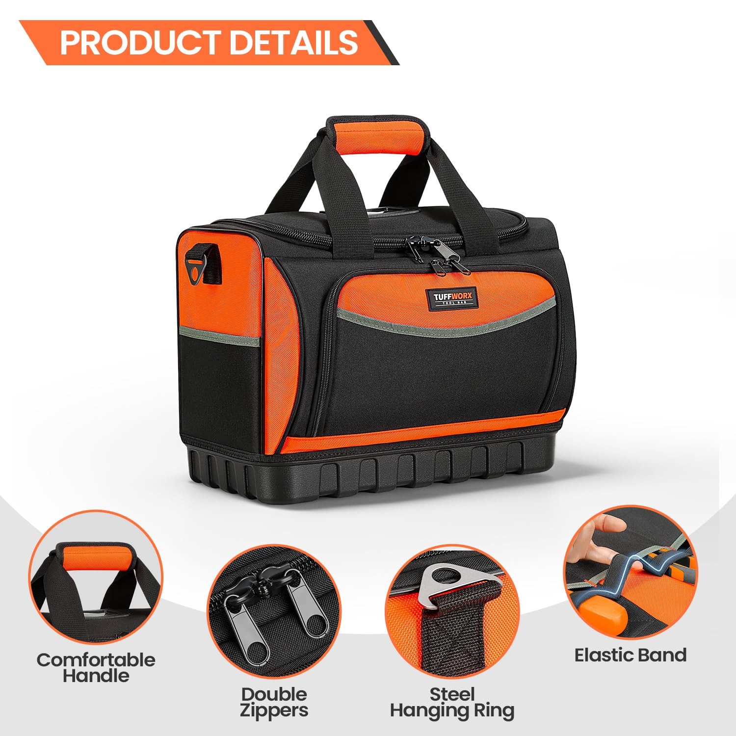 TUFFWORX Tool Bag, Large Tool Organizer Bag with 18 Pockets,15.7x 11.4x 9.8 i…