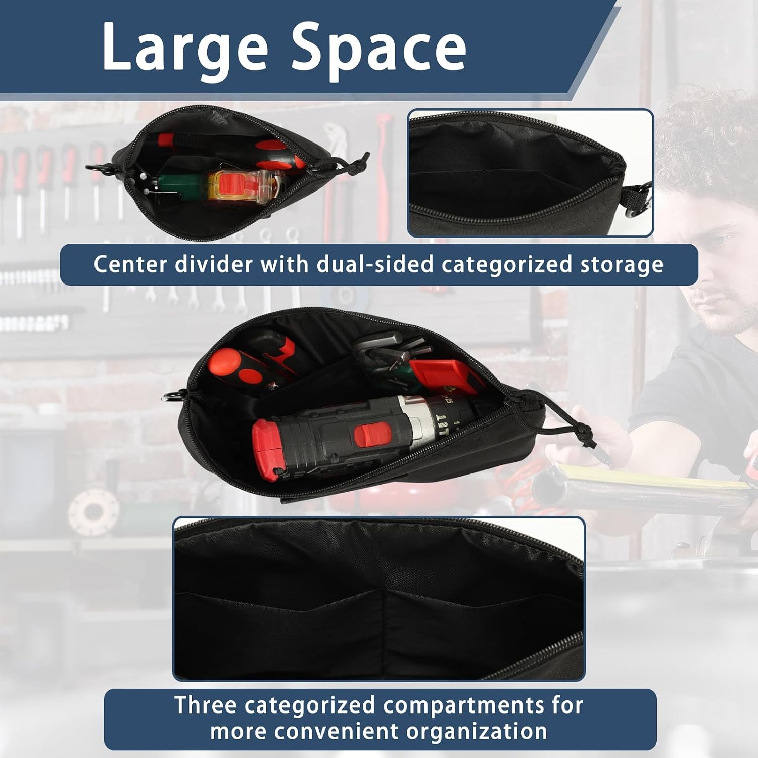 4-Pack Tool Pouch Zipper Bag,Multipurpose Storage pouch,Small Tool Bag,Tactic…