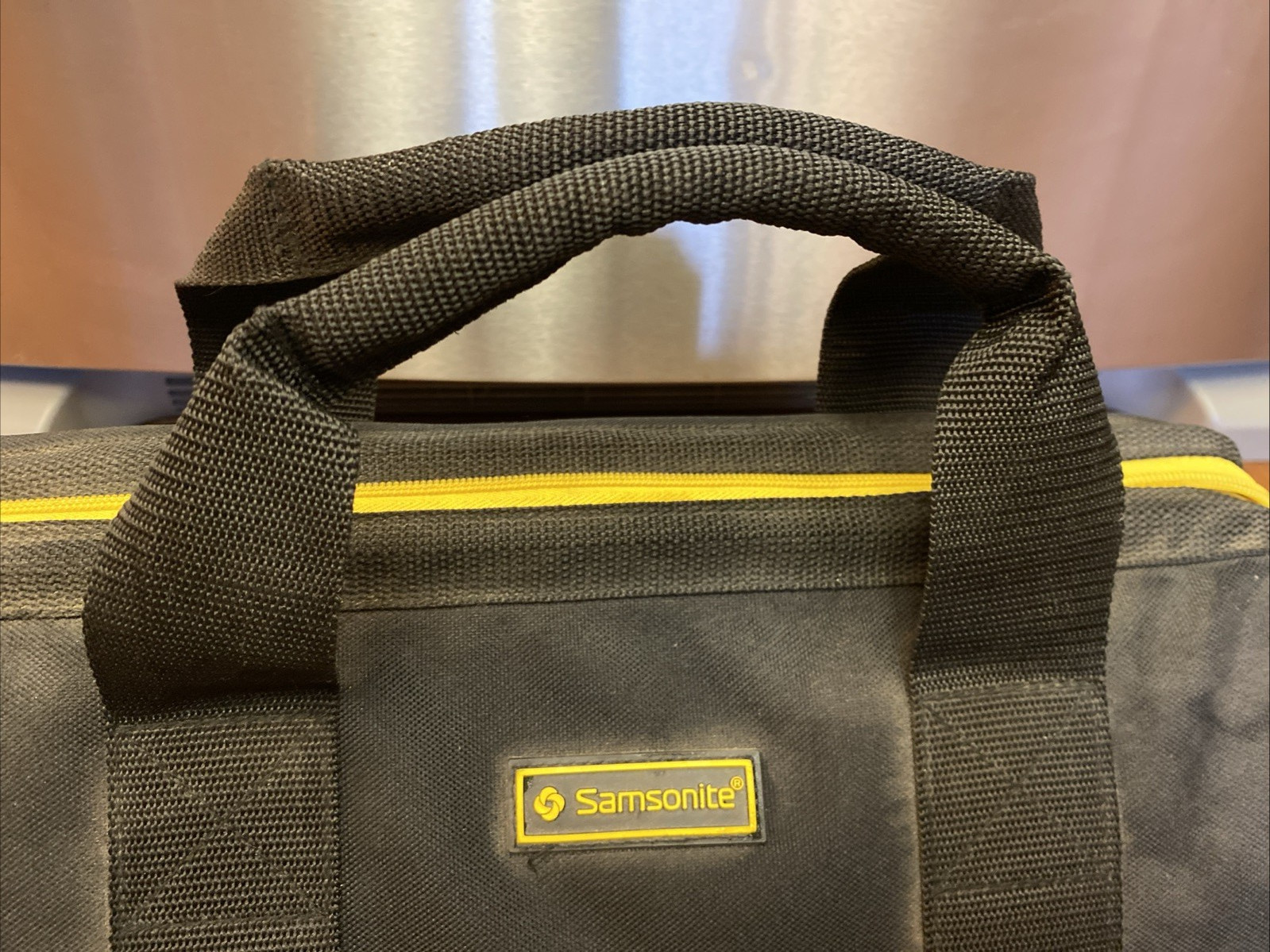 Samsonite Black & Yellow Tool Bag Heavy Duty Canvas Carry Tote 17″x10″x8″