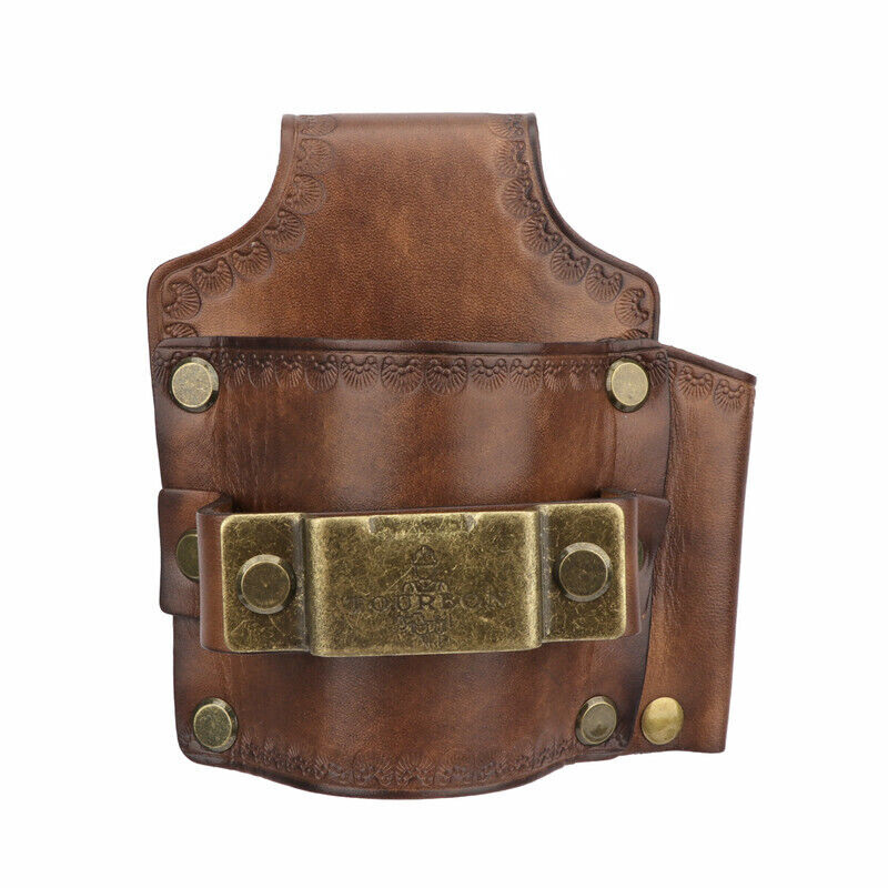 TOURBON Leather 3-in-1 Pocket Tool Belt Pouch Hammer Sheath Tape Measure Holder