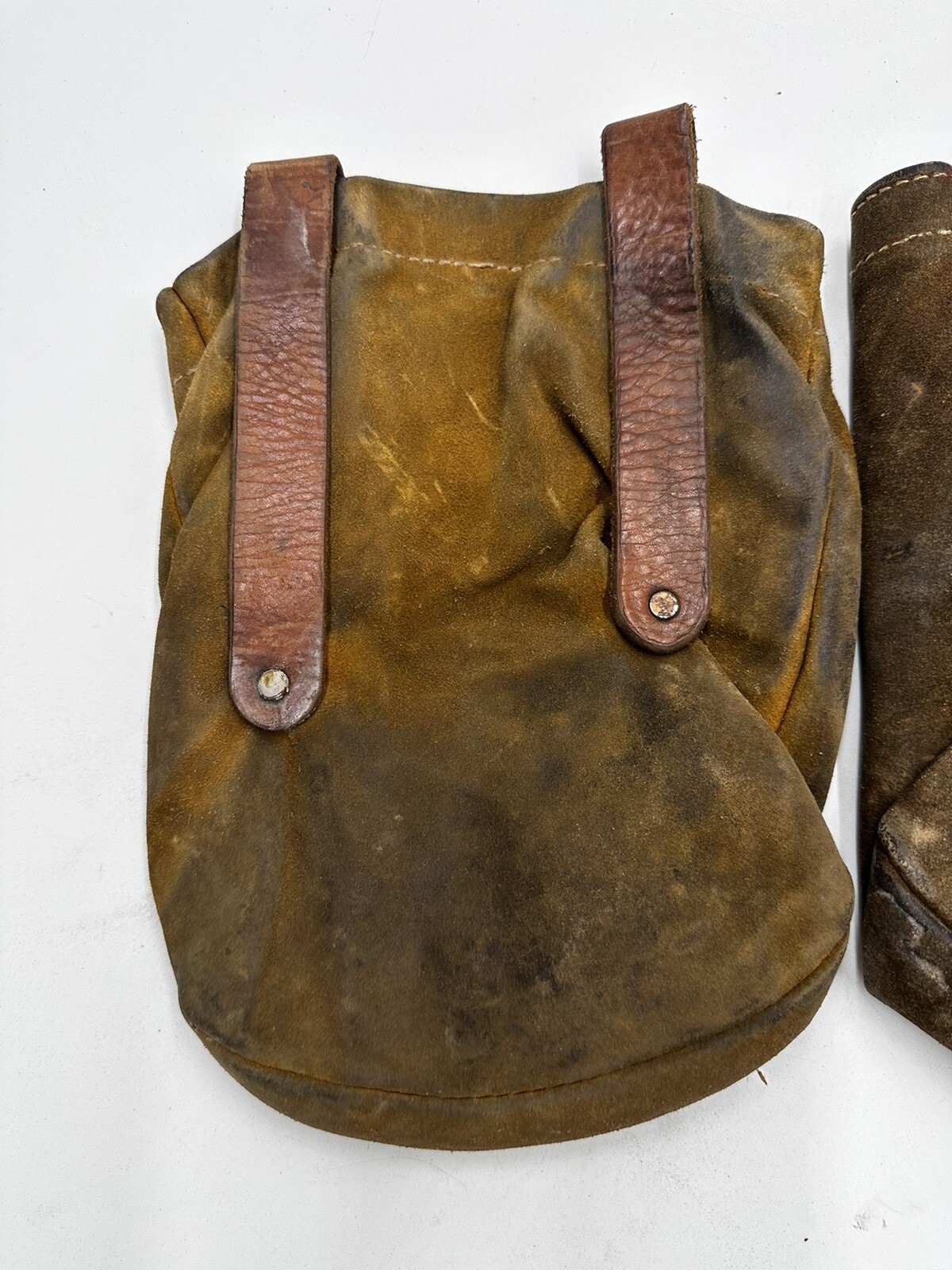 Vintage Leather Tool Belt Pouch Used Lot Of 2 Handmade