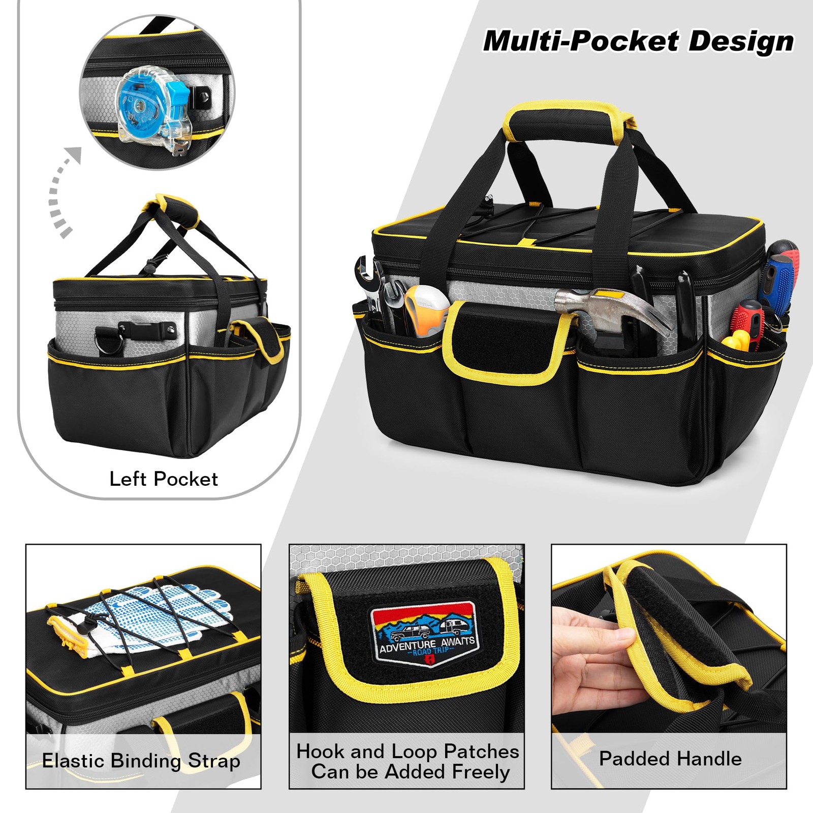 12-inch Tool Bag, Hand Tool Storage Organizer Bag for Men, Multi-purpose Work…