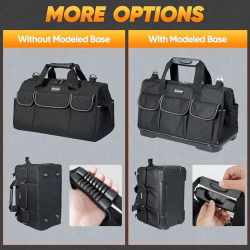 Heavy Duty Tool Bag with Multi-Pockets, Portable Tool 14″ Standard Base Black