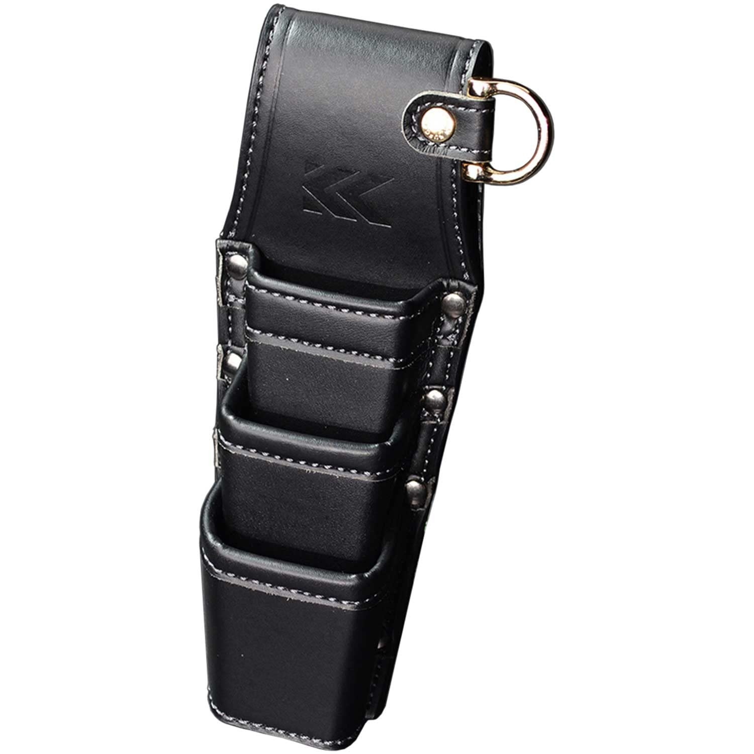 Fujiya AH-63BG 3-Pocket Tool Holder Black & Gold Light PU Leather Series
