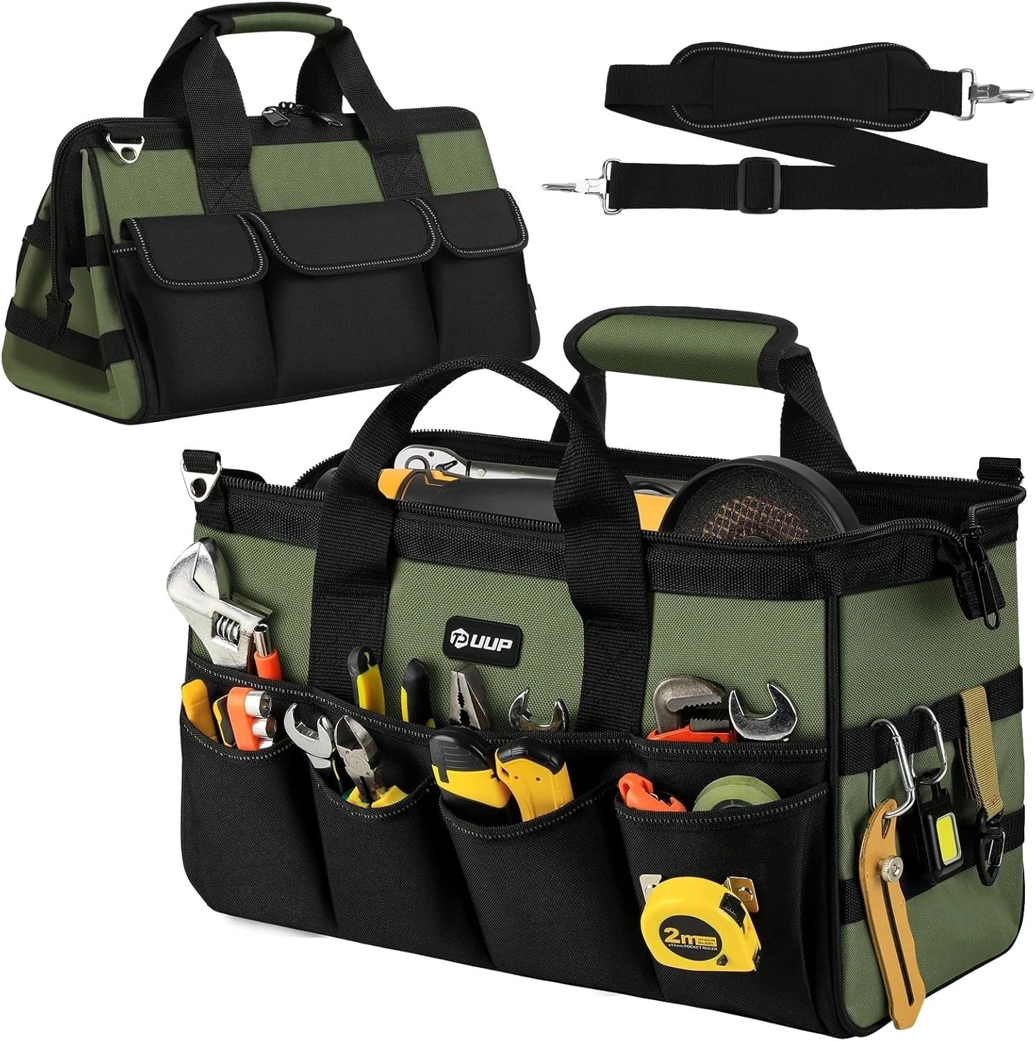18-Inch Heavy-Duty Tool Bag Organizer with 16 Pockets & Water-Resistant Nylon