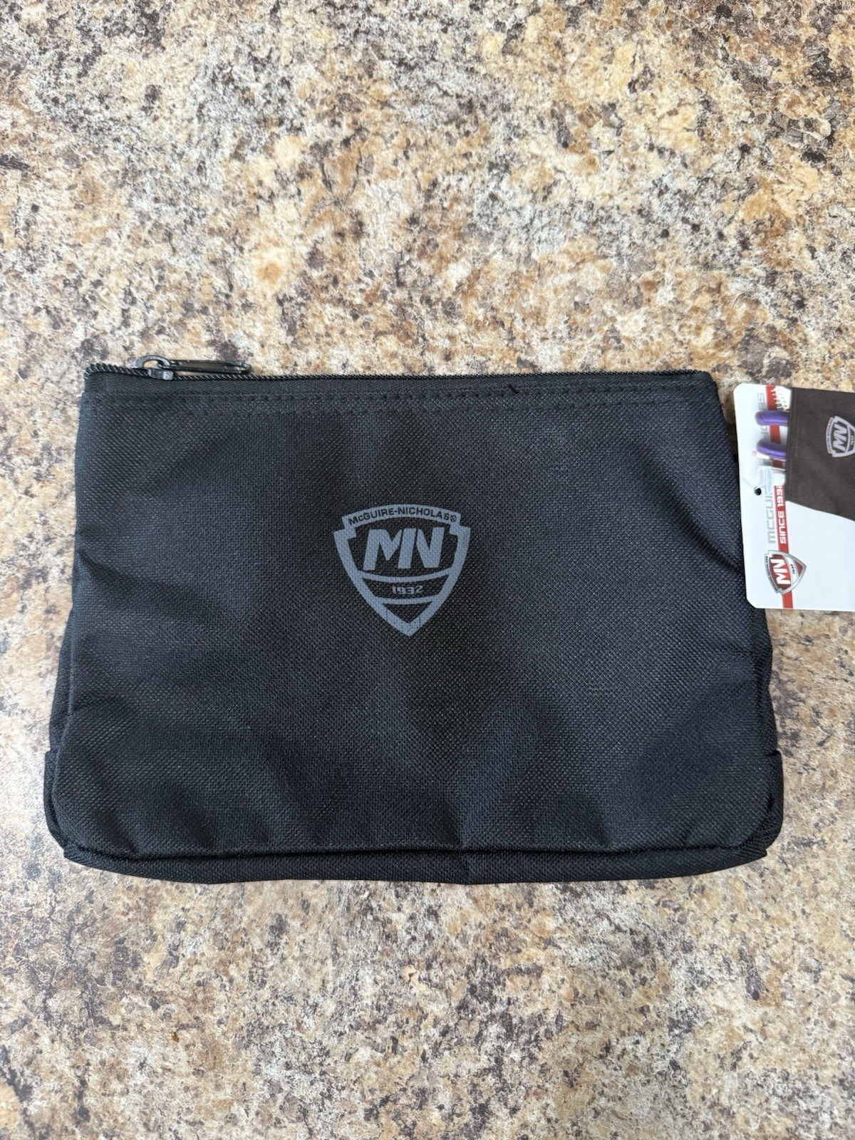 McGuire-Nicholas 9” X 6.5” Black Zip Pouch