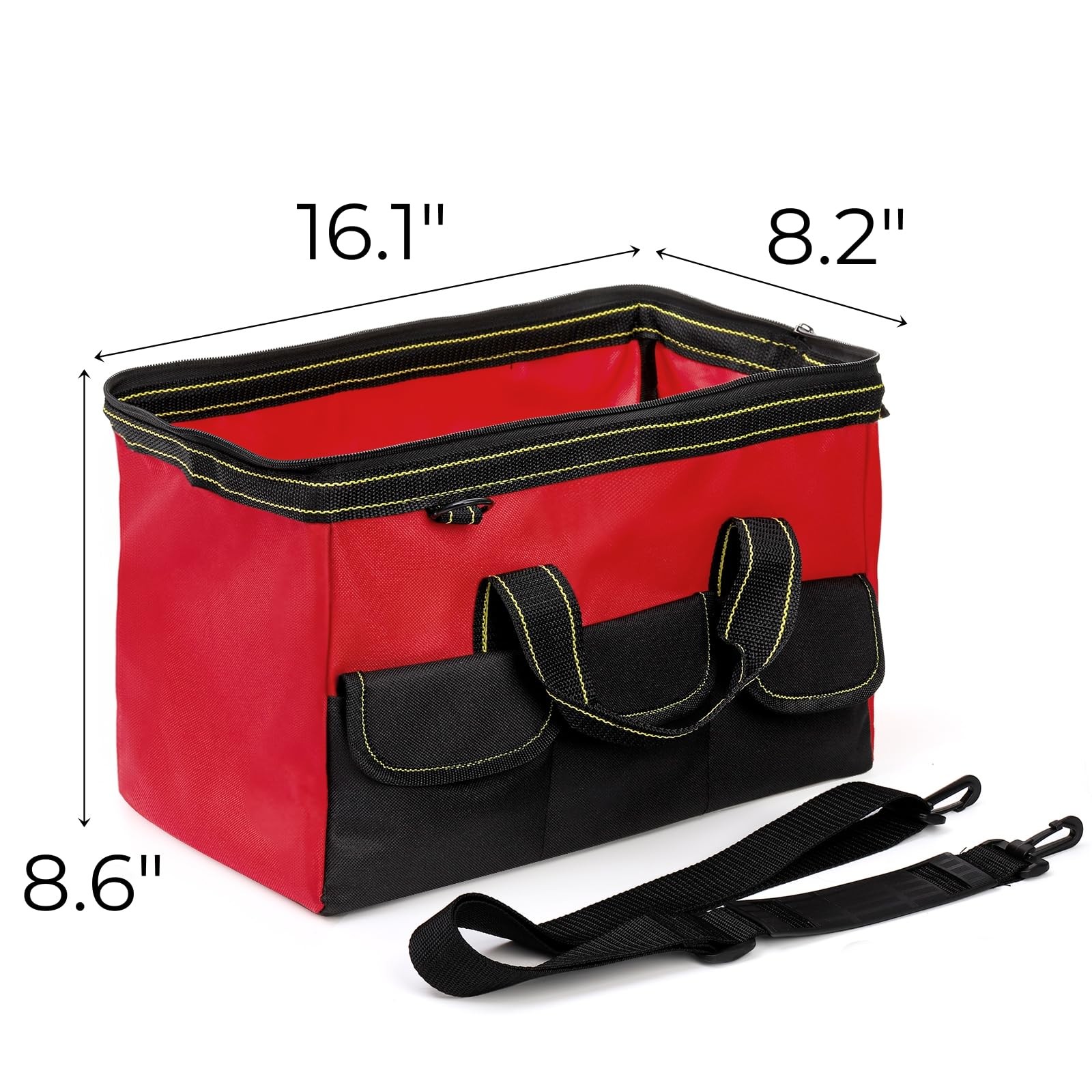 16 Inch Wide Mouth Tool Bag, Collapsible Tool Tote with Waterproof Coating an…