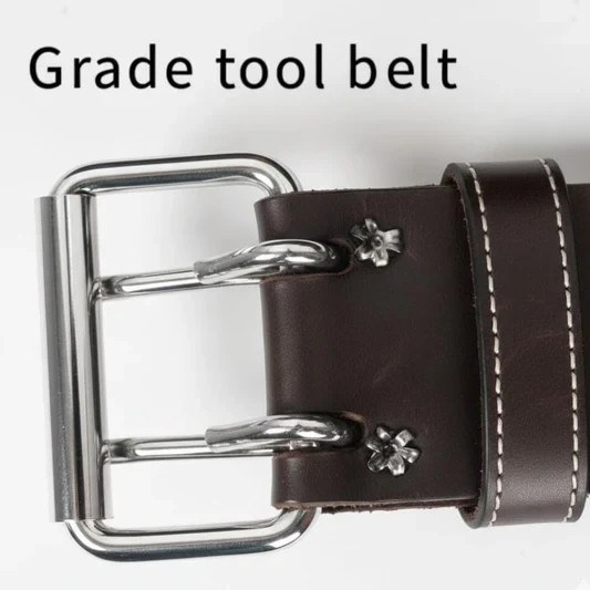 Leather Tool Belt Pouch Bag, 12-Pocket Extra Large Tool Belt, Fits 28″–40″ Waist