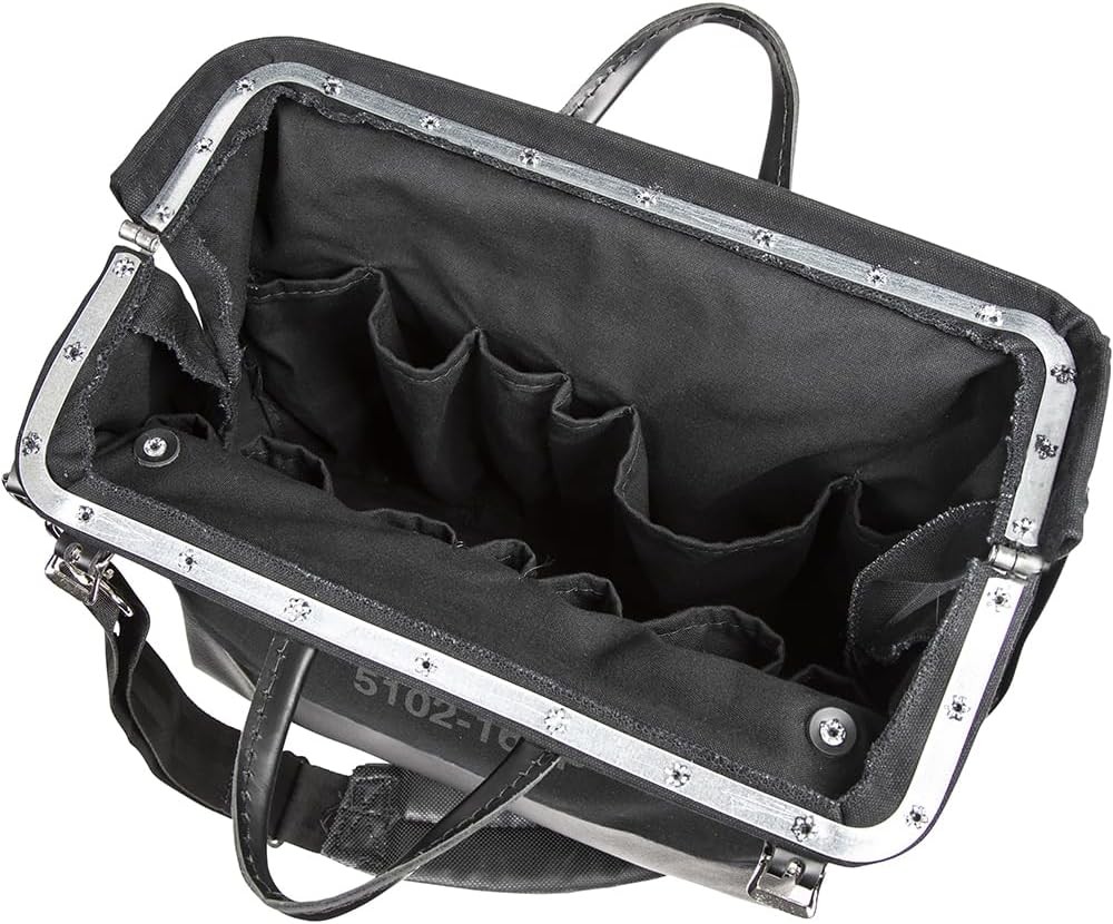 Klein Tools 510216SPBLK Tool Bag, Large 16-Inch Deluxe Canvas 16-Inch, Black
