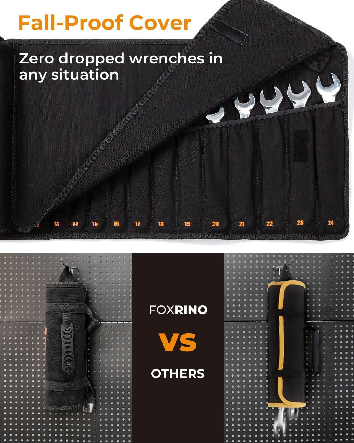 Wrench Roll, Wrench Roll up Pouch, 19-Pocket Heavy Duty Canvas Wrench