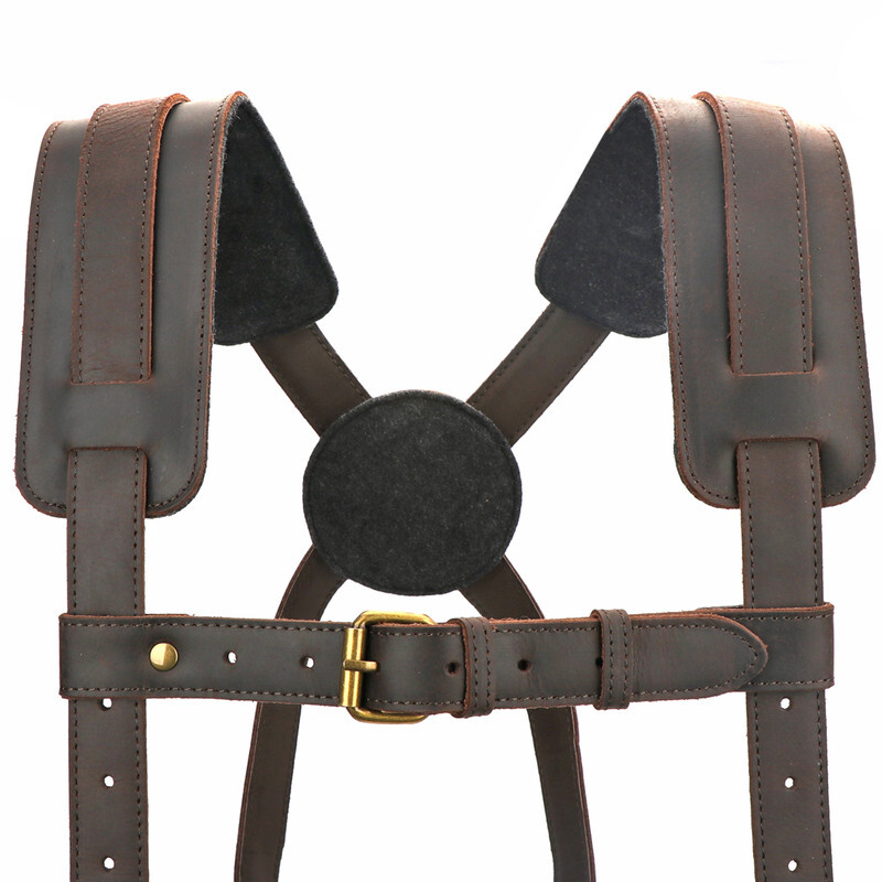 TOURBON Leather Tool Belt Harness Suspender Carpenter Contractor Tools Carry