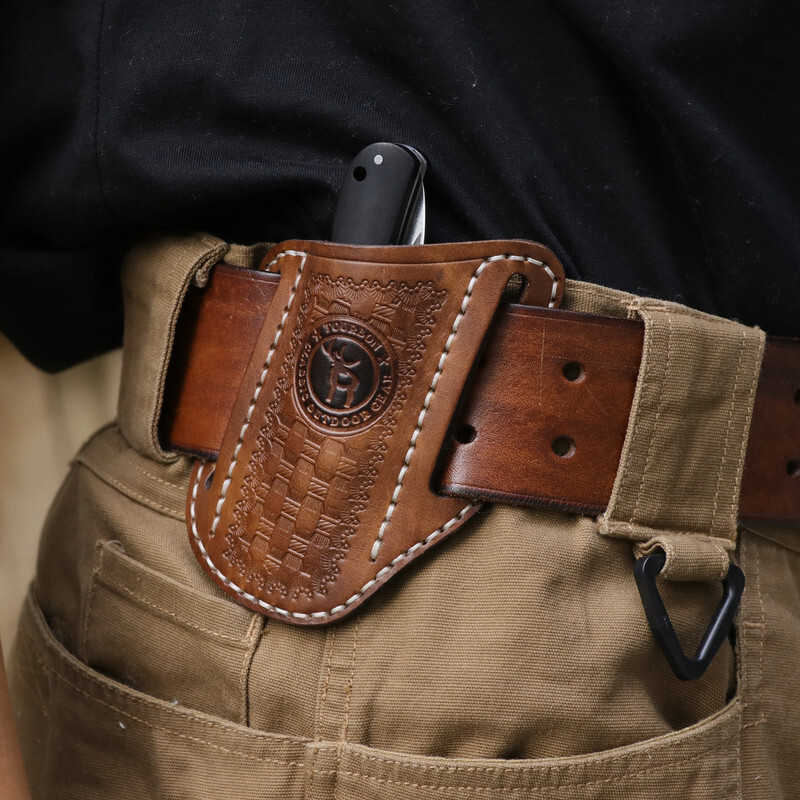 TOURBON Leather Mini Pockets Folding Knife Belt Pouch Tool Carry Sheath Cover US