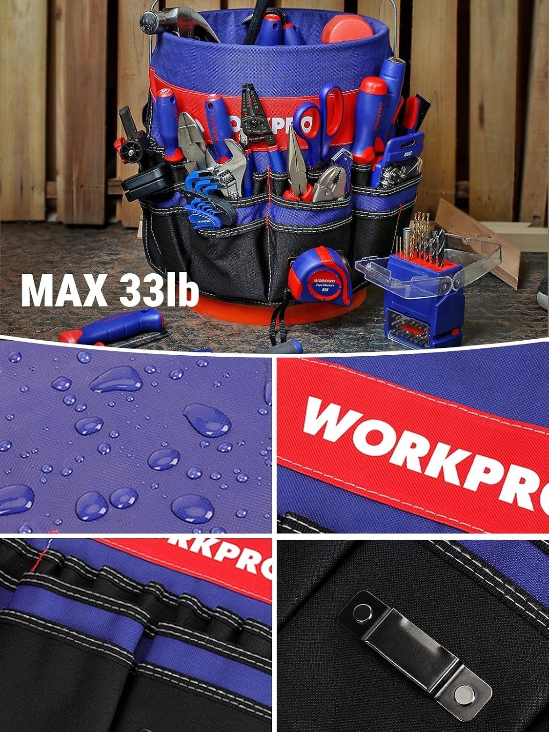Bucket Tool Organizer with 51 Pockets Fits to 3.5-5 Gallon Bucket Tools Exclu…