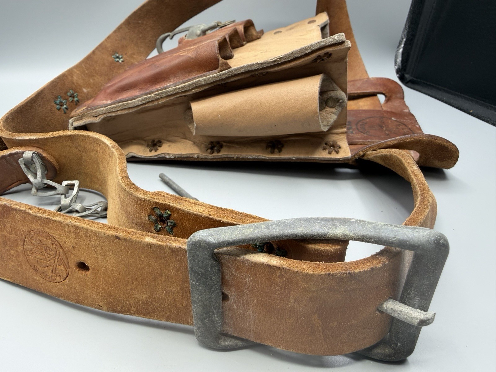 Klein Tools 5127 Brown Leather Tool Pouch With Belt Vintage