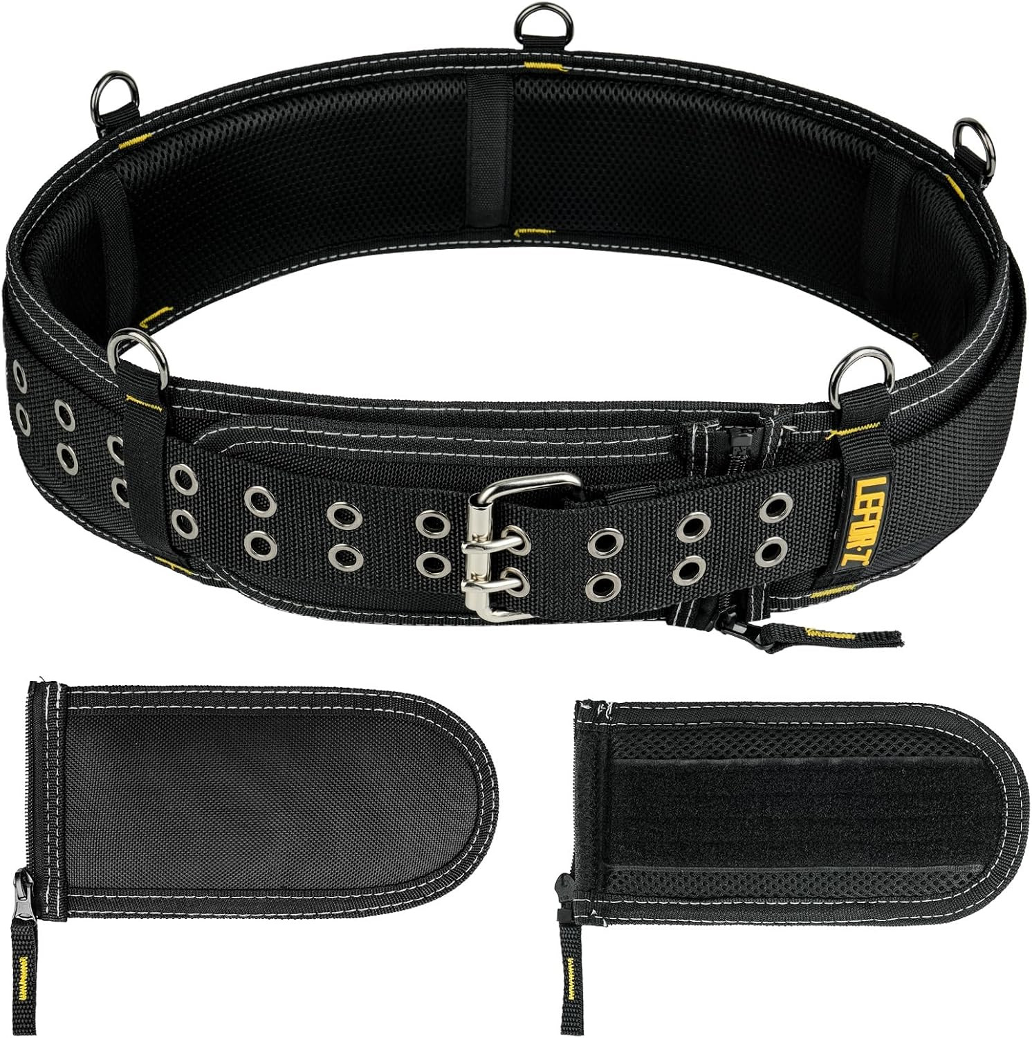 Padded Tool Belt,4-Inch Heavy Duty Tool Belts for Men with 5 Suspenders Ring,Wor