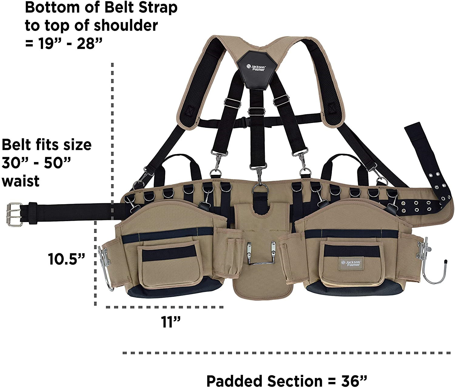 Jackson Palmer Professional Comfort-Rig Tool Belt With Suspenders Adjustable