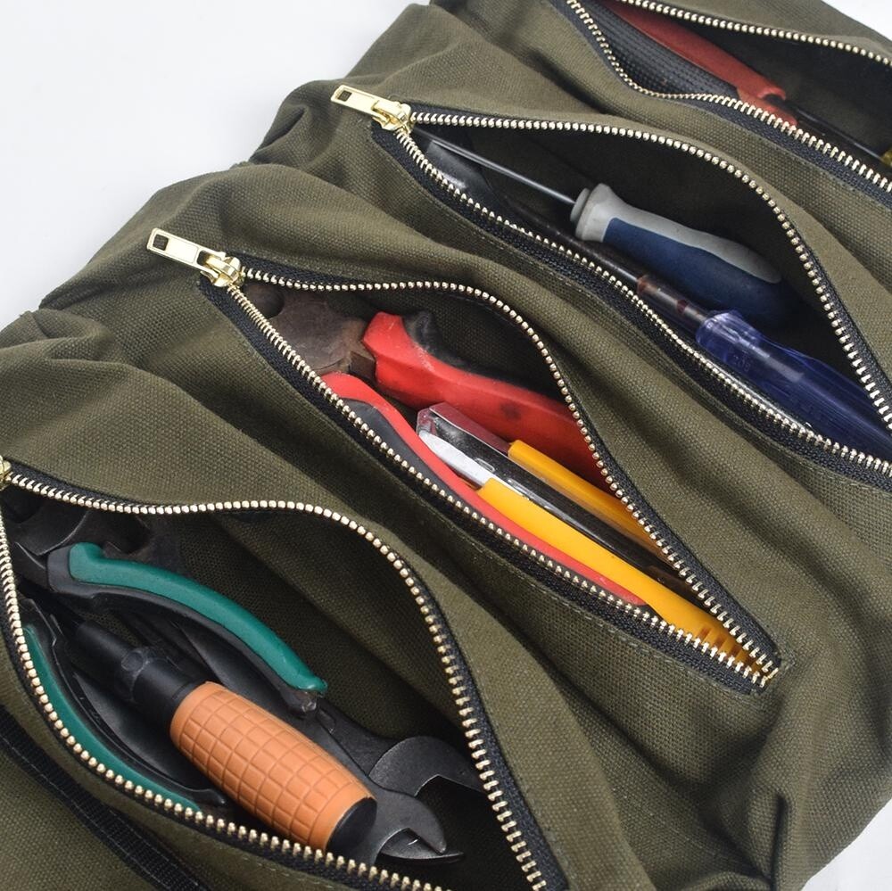 Tool Roll Organizer Foldable Bag for Car Electrician Tools Pliers Wrenches Pouch
