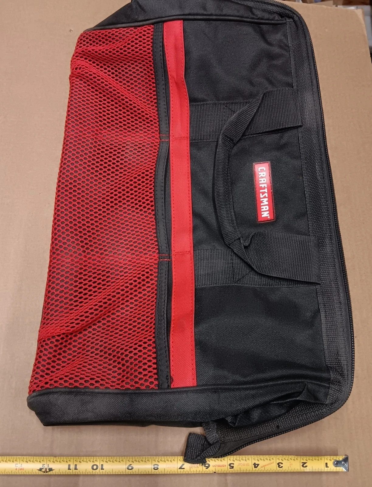 Craftsman 37537 Tool Bag, Canvas Zipper Carrying Bag Tote, Black/Red 18″x11″x12″