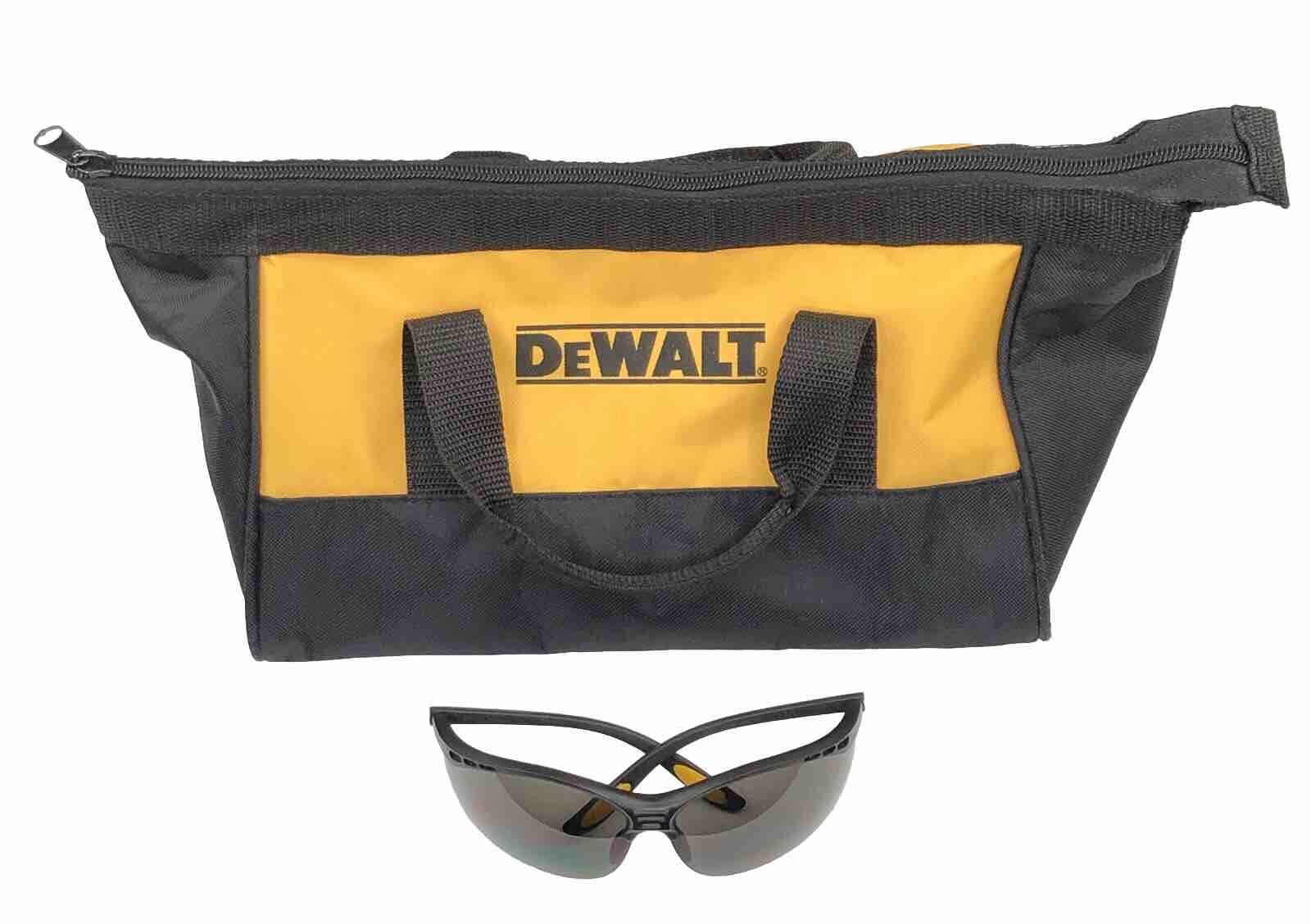 DeWalt Collapsible Full Zip Contractors Tool Bag Storage 12” & Safety Glasses