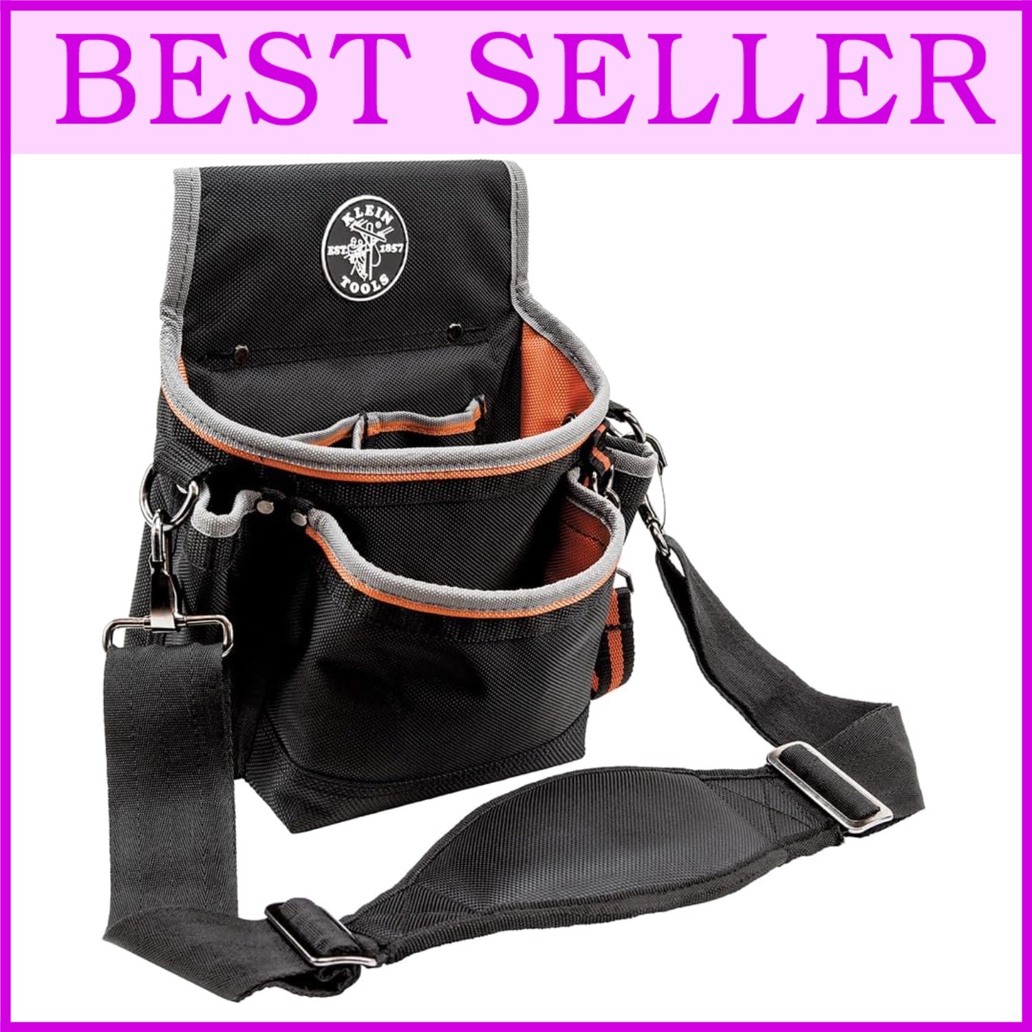 **Reinforced Bottom Tool Pouch with Shoulder Strap, 15-Pocket