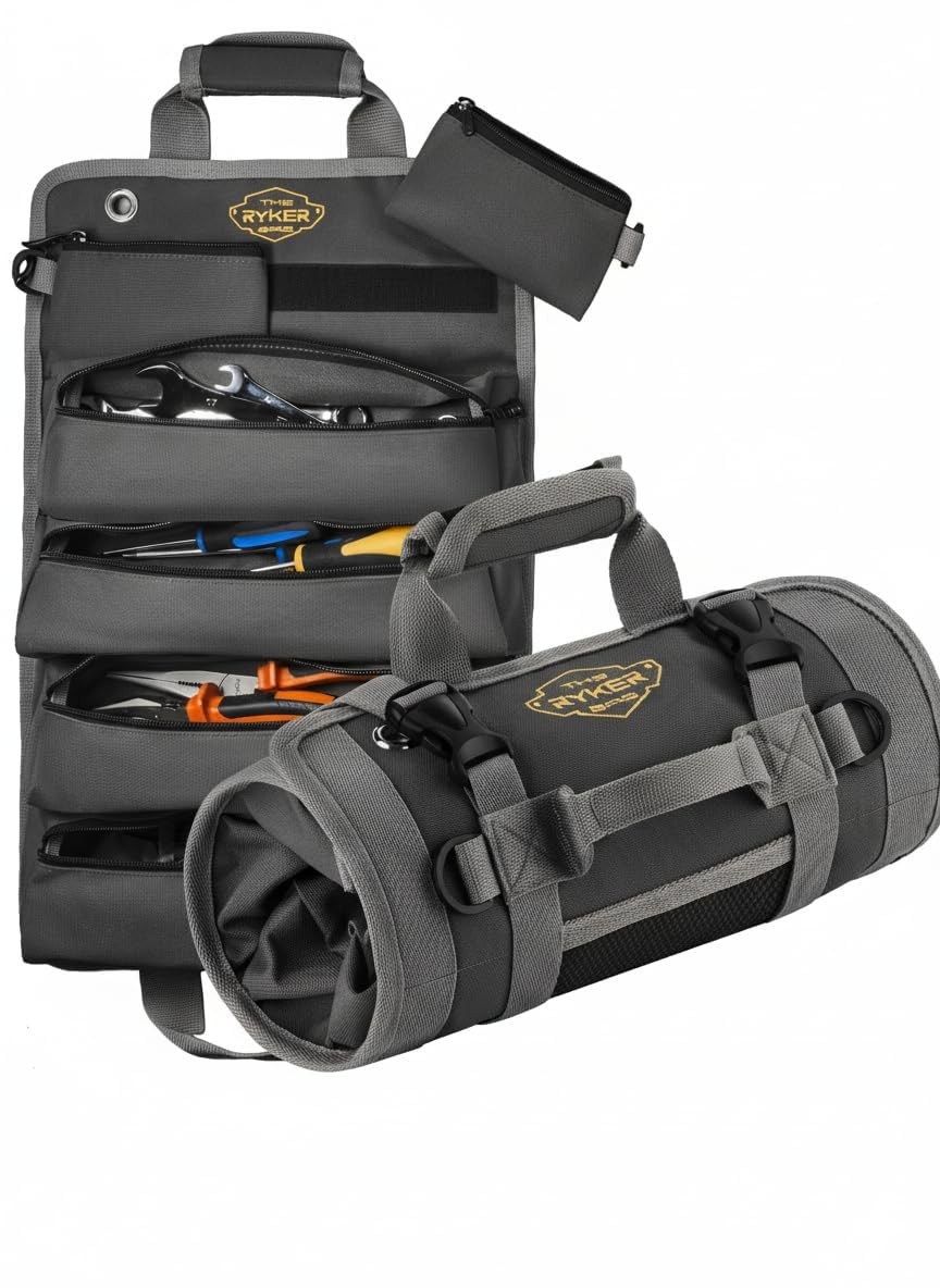 Ryker Roll Up Tool Bag Organizer Heavy Duty Motorcycle Detachable Pouch Black