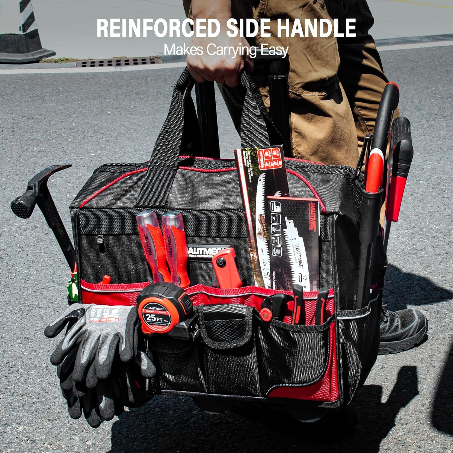 18″ Rolling Tool Bag with Wheels & 23 Pockets – Water-Resistant Organizer