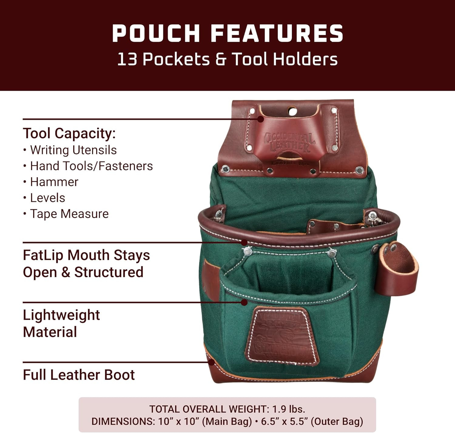 Fatlip Tool Bag – 13 Pockets & Tool Holders – Made in USA