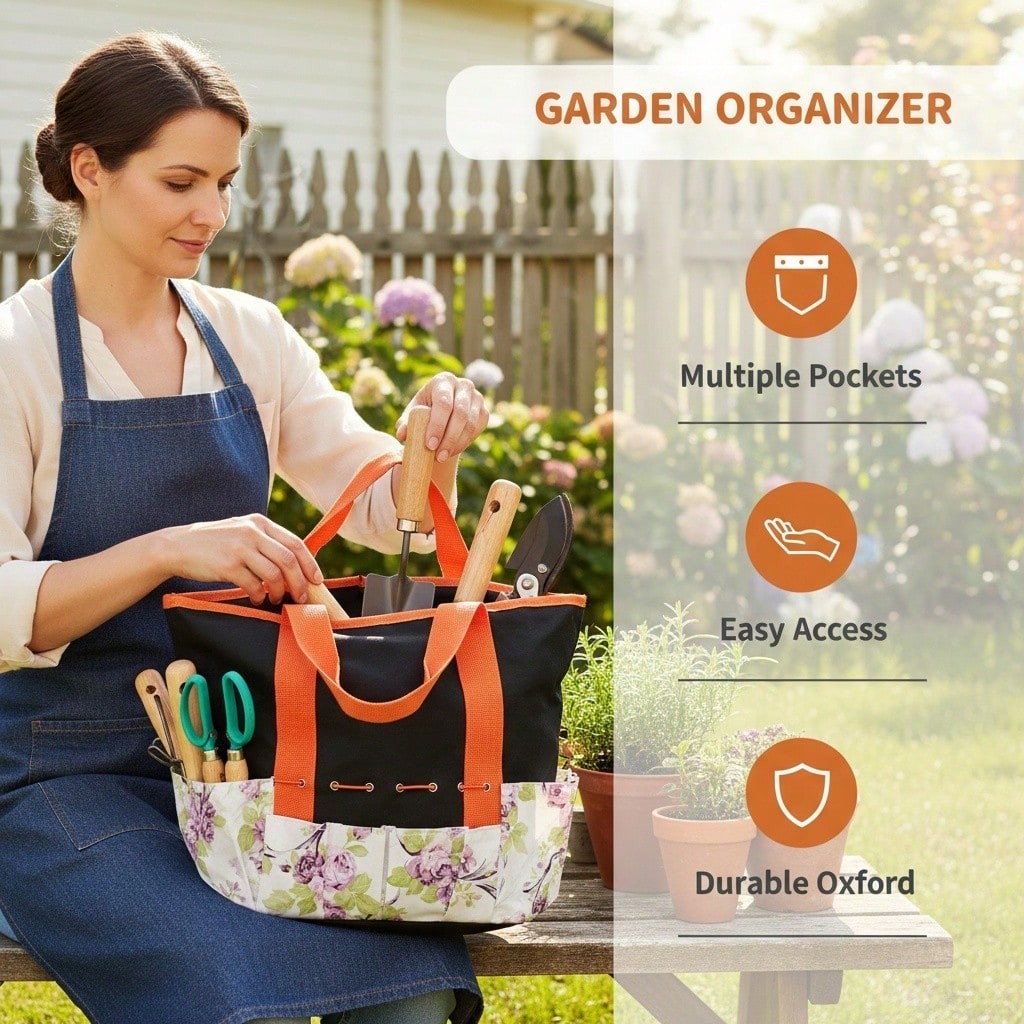 Creative Printed Oxford Fabric Gardening Tool Multi-Purpose Organizer Tote