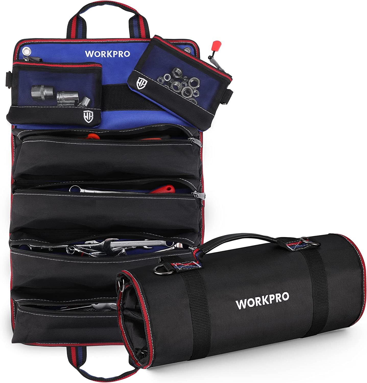 WORKPRO Roll Up Tool Bag Heavy Duty Tool Pouches Tool Bag Organizer W/ 6-Pockets