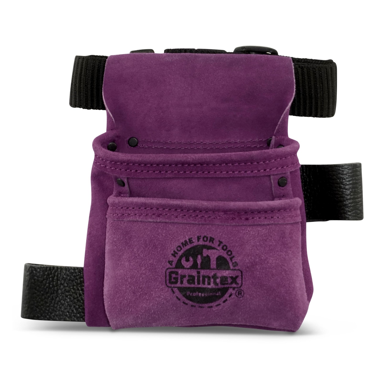 SS2555 2 Pocket Children Tool Pouch Purple Color Suede Leather with Belt