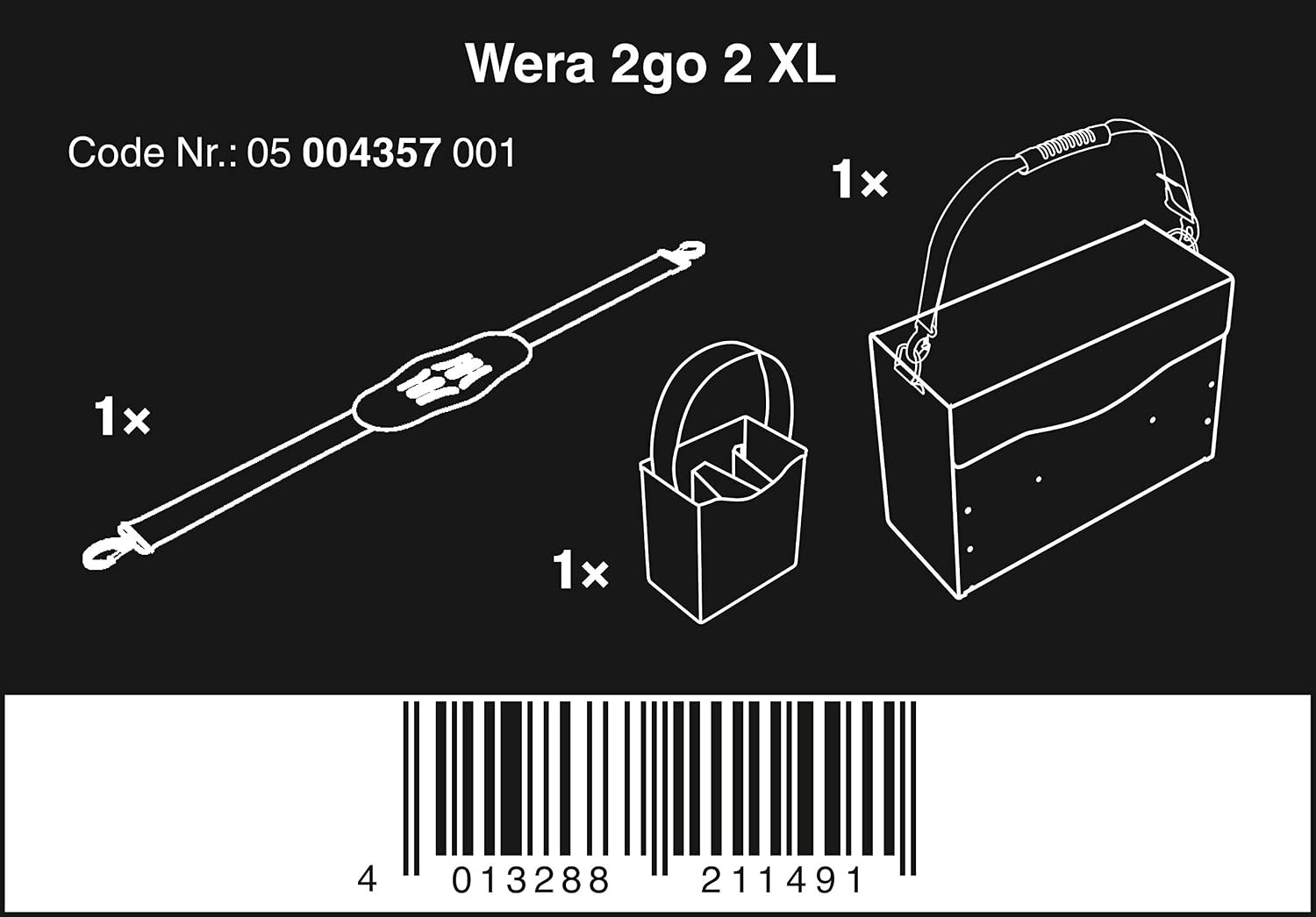 WERA 05004357001 2Go 2 XL Tool Container, 2 Pieces, Black