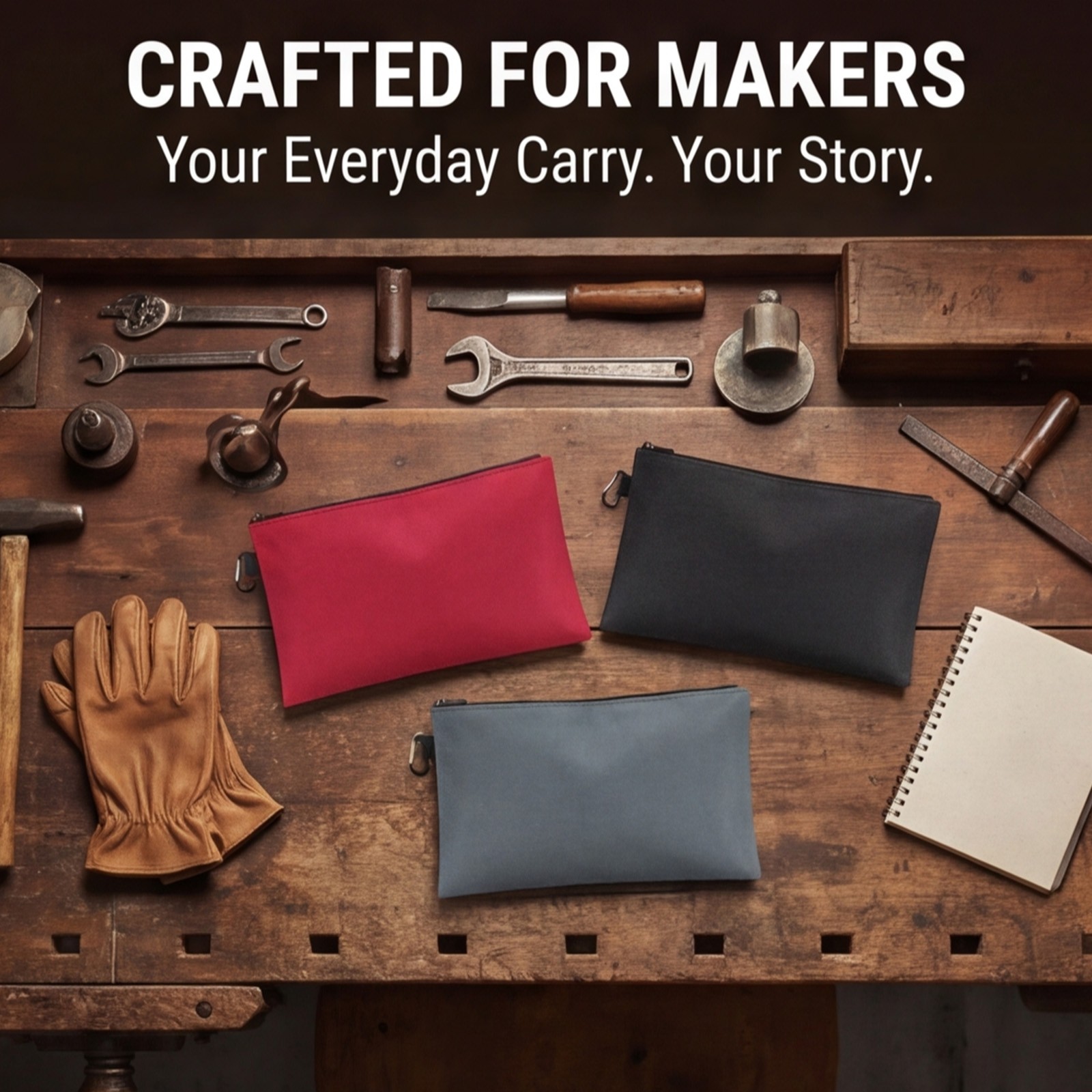 6Pcs Small Tool Bag Pouch with Zipper, 12″ Oxford Storage Bag 6Colors